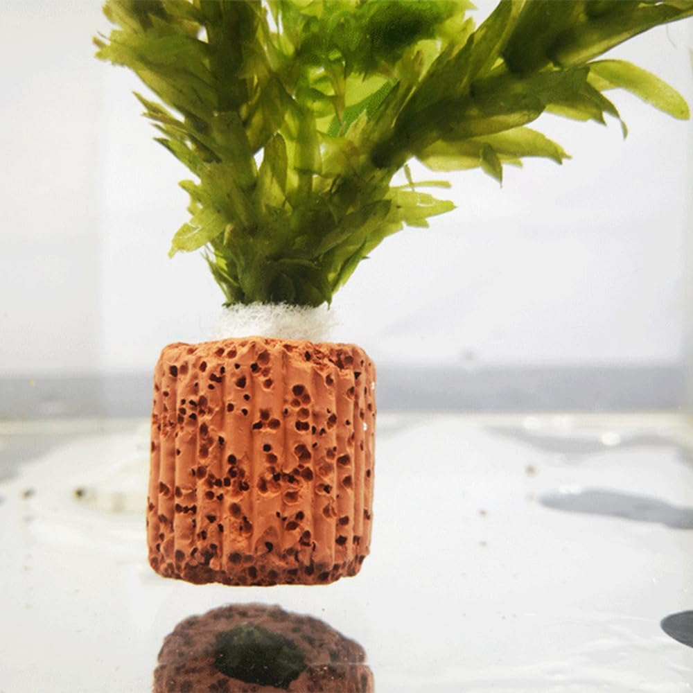10 Pcs Aquatic Water Plant Fixed Rings, Water Plants Cultivation Fixed Ring Aquatic Water Plant Fixed Ring Ceramic Plant Pot, Landscape Ceramic Pottery Gravity Ring for Fish Tank Accessories image number 2