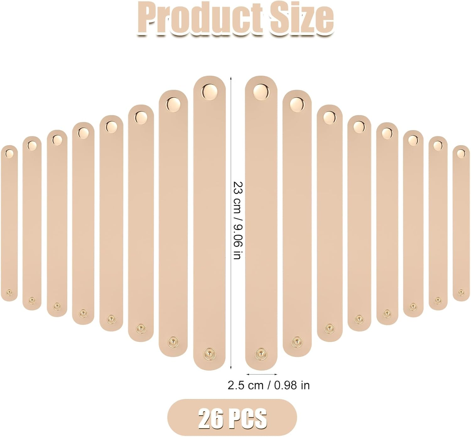 26Pcs Leather Bracelets, 9.06X0.98 Inch PU Leather Snap Bracelets Blank Plain Leather Wrist Strap with Metal Button Wristband Cuff Bracelet DIY Craft for Men Women Jewelry Making image number 2