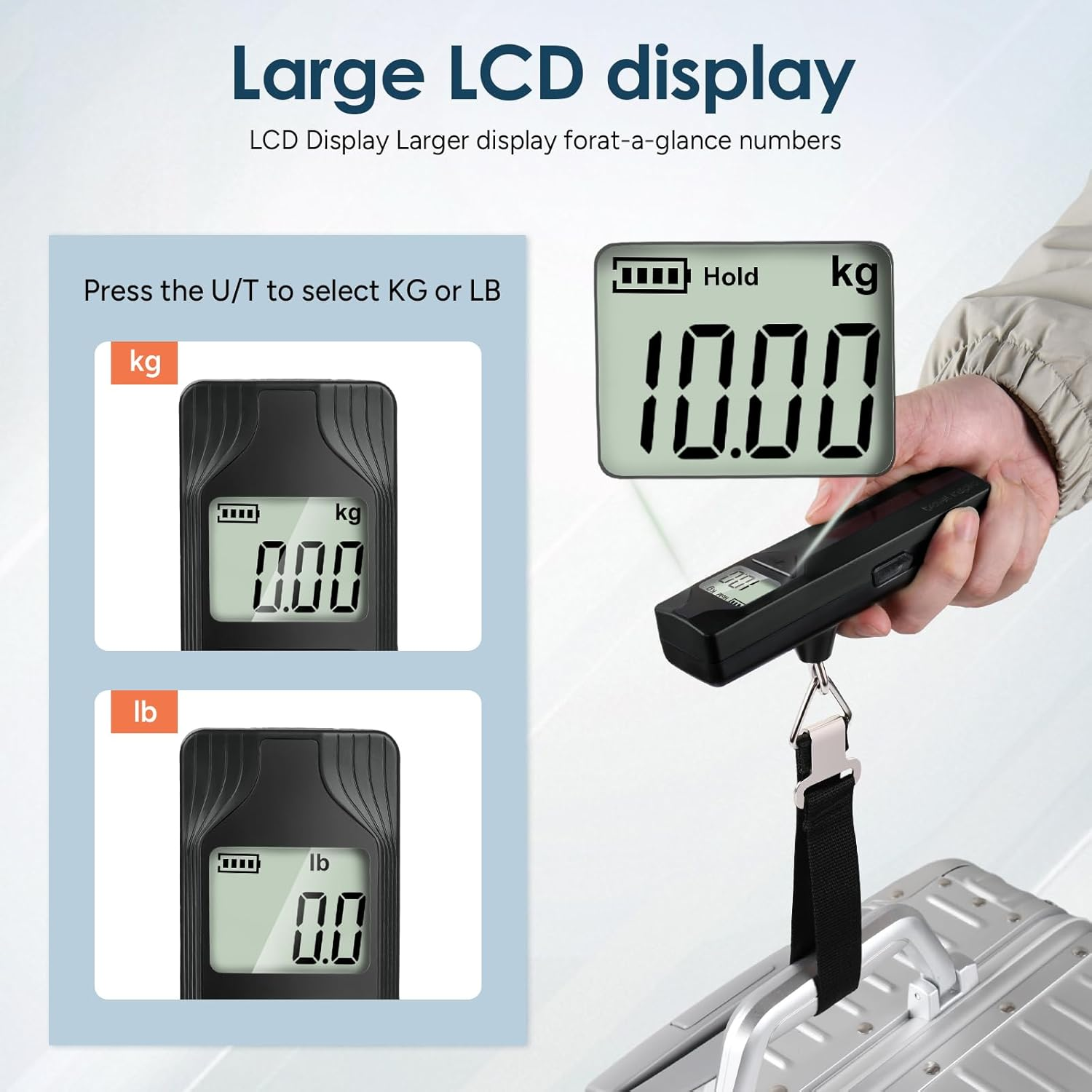 Travel Inspira Luggage Scale Battery-Free, Travel Essentials, Portable Handheld Digital Suitcase Weight Scale for for Travel Accessories, 110Lbs/50Kg (Black) image number 6