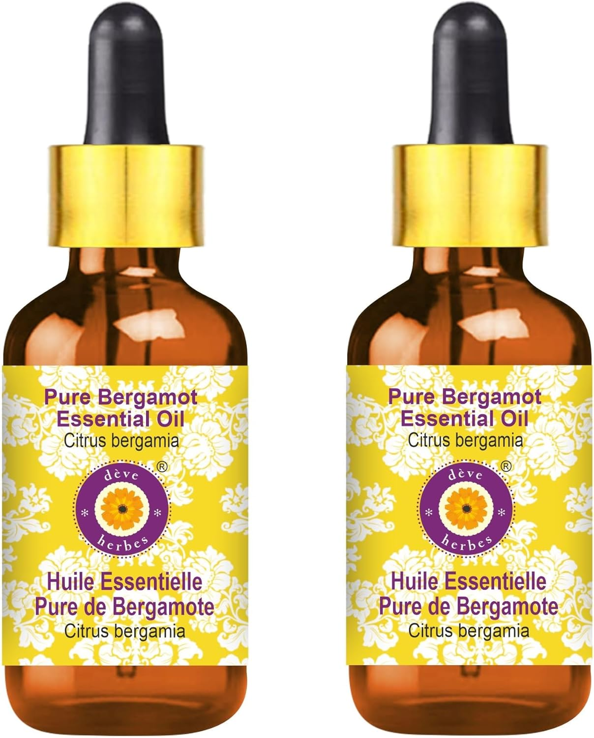 Deve Herbes Pure Bergamot Essential Oil (Citrus Bergamia) with Glass Dropper Steam Distilled (Pack of Two) 100Ml X 2 (6.76 Oz) image number 3