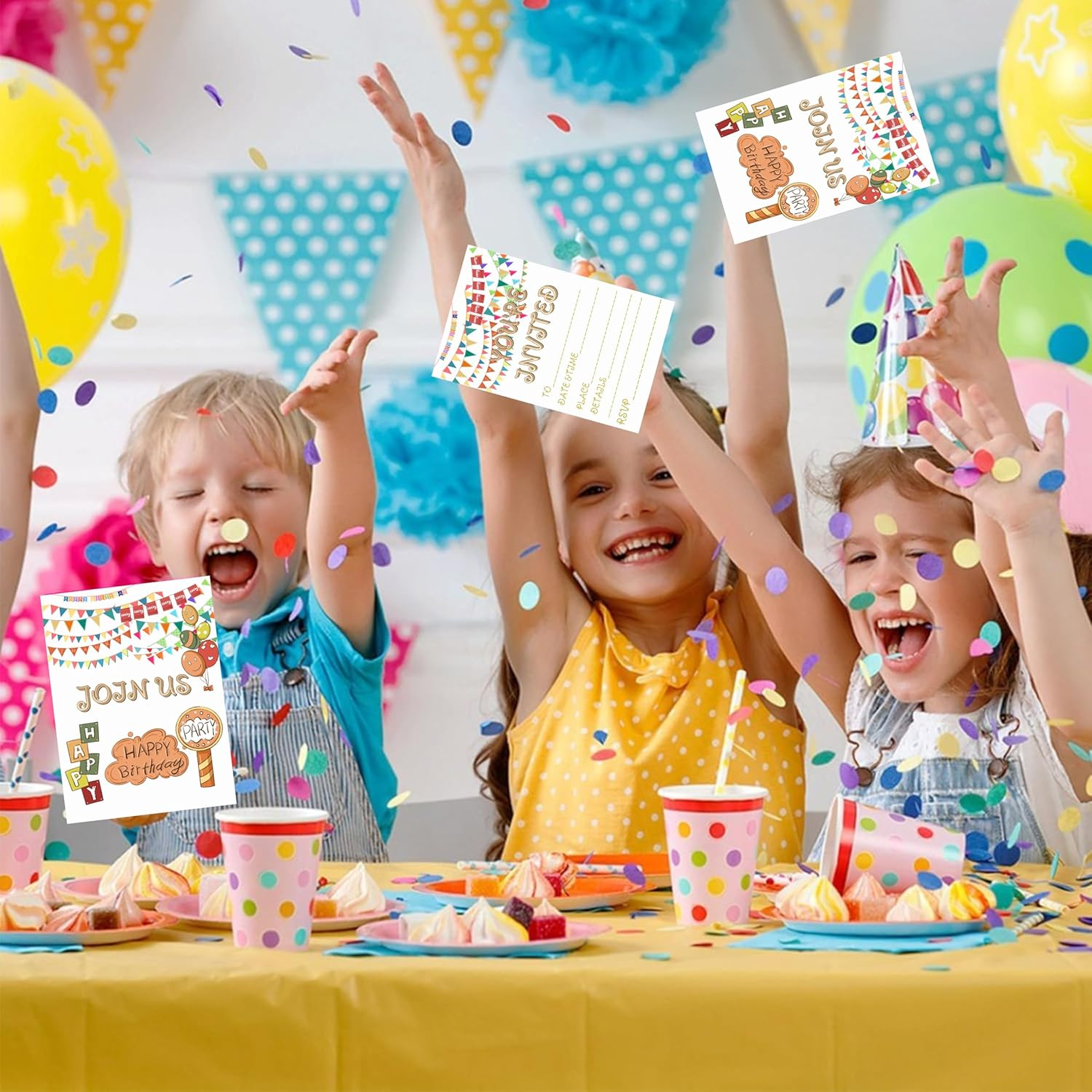 15 Birthday and Party Invitation Cards with Envelopes,Uniquely Designed Birthday Cards for Children,Men, Women and Kids (Champagne Gold) image number 1