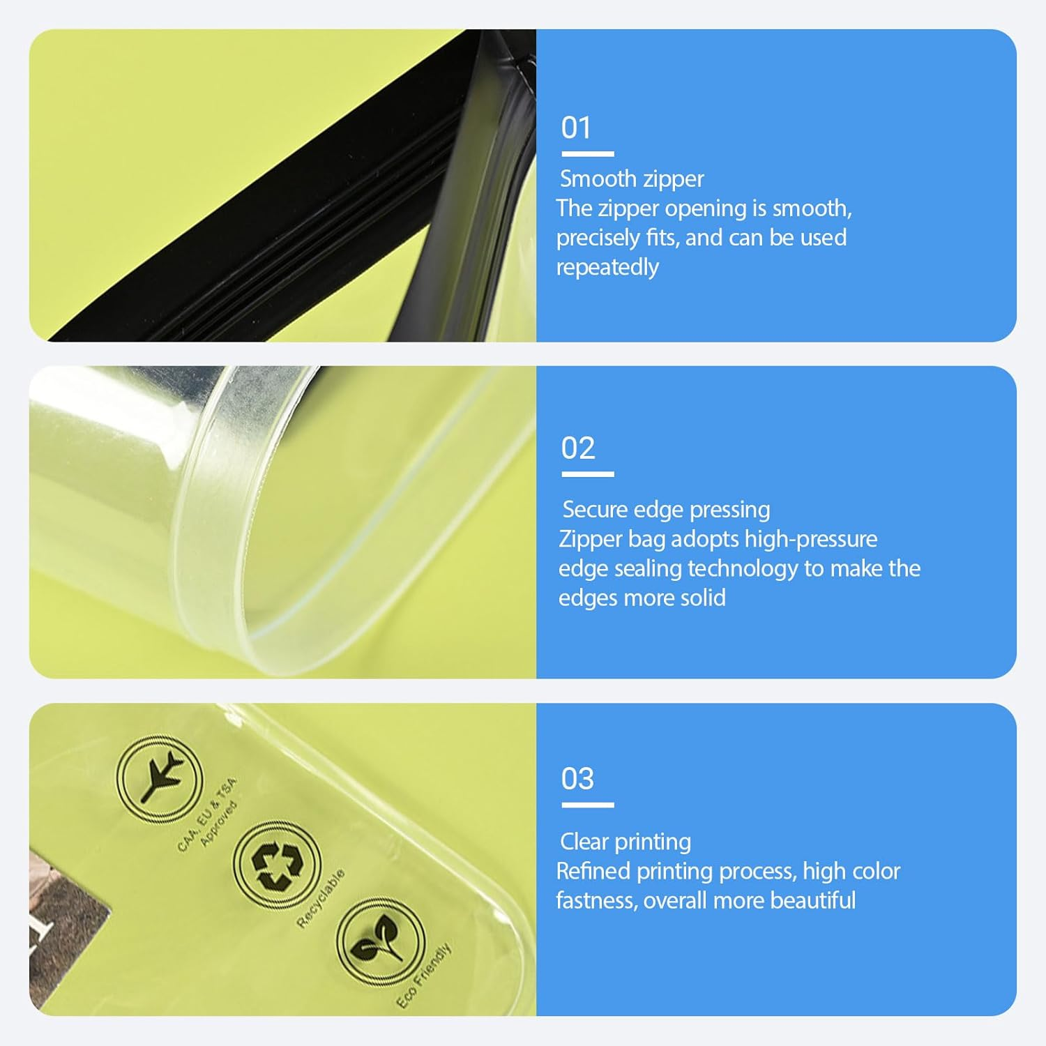 6Pcs Travel Toiletry Bag, Portable Travel Clear Toiletry Bag, Sealed and Waterproof Clear Makeup Bag, Tsa-Approved Toiletries Bag, Essential Luggage for Men and Women during Festivals, 20 * 20Cm image number 2