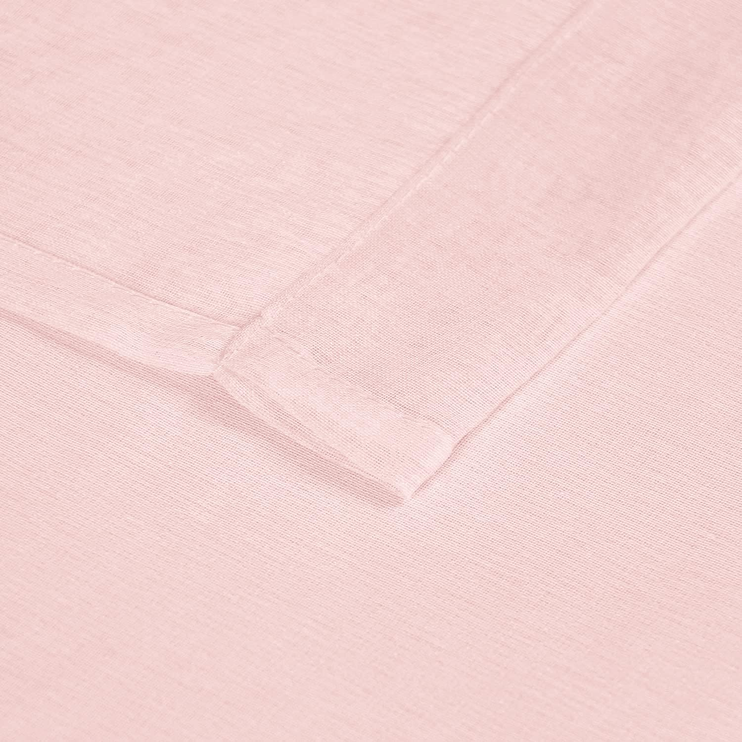 DWCN Short Sheer Curtains Semi Transparent Voile Rod Pocket Curtains for Bedroom and Living Room, Blush Pink, 132 X 161 Cm Long, Set of 2 Panels image number 3