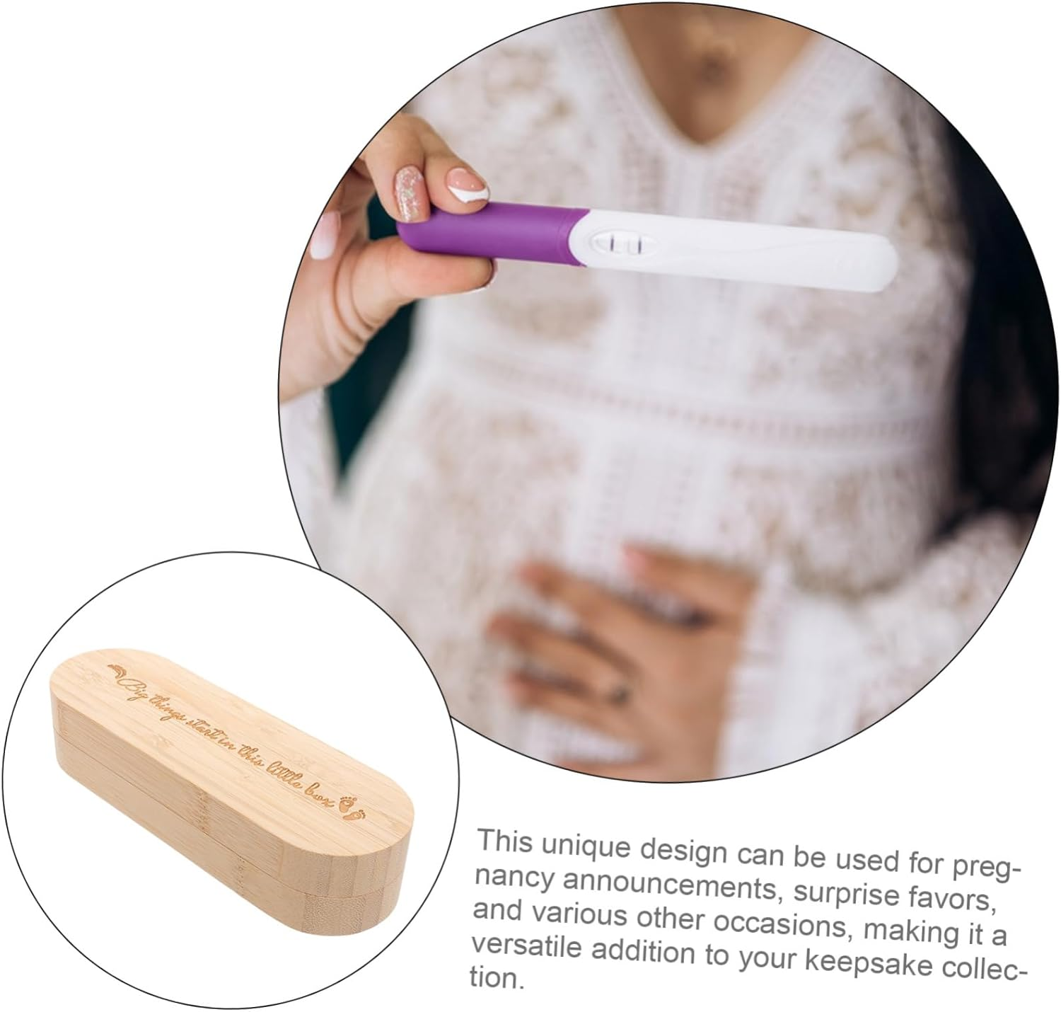 NOLITOY Wooden Pregnancy Test Holder Keepsake Announcement Box for Parents Surprise Pregnancy Reveal Wooden Souvenir Box image number 6