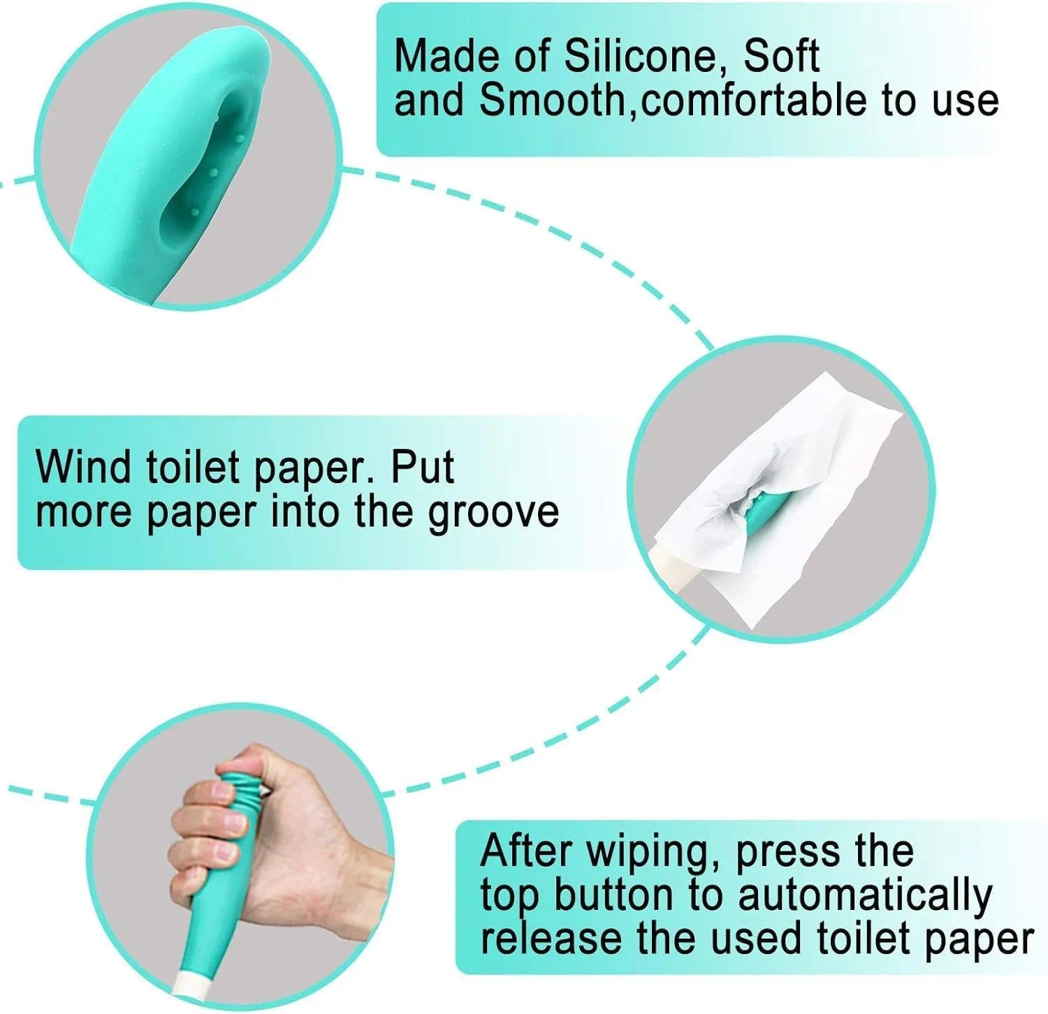 Toilet Aid Self Wipe, Long Reach Comfort Wipe Tool for Seniors, Non-Slip Toilet Aide for Wiping Bottom, CRFY