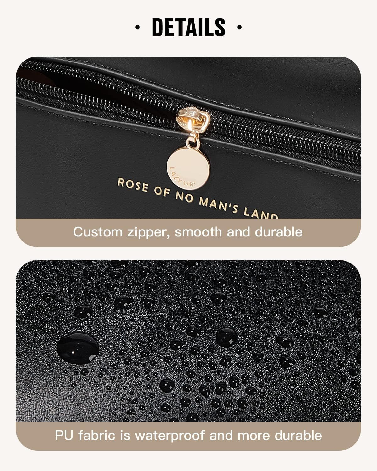 Heatunk Large Capacity Waterproof Travel Makeup Bag with Divider and Handle - Portable Toiletry Organizer for Women-Black image number 4