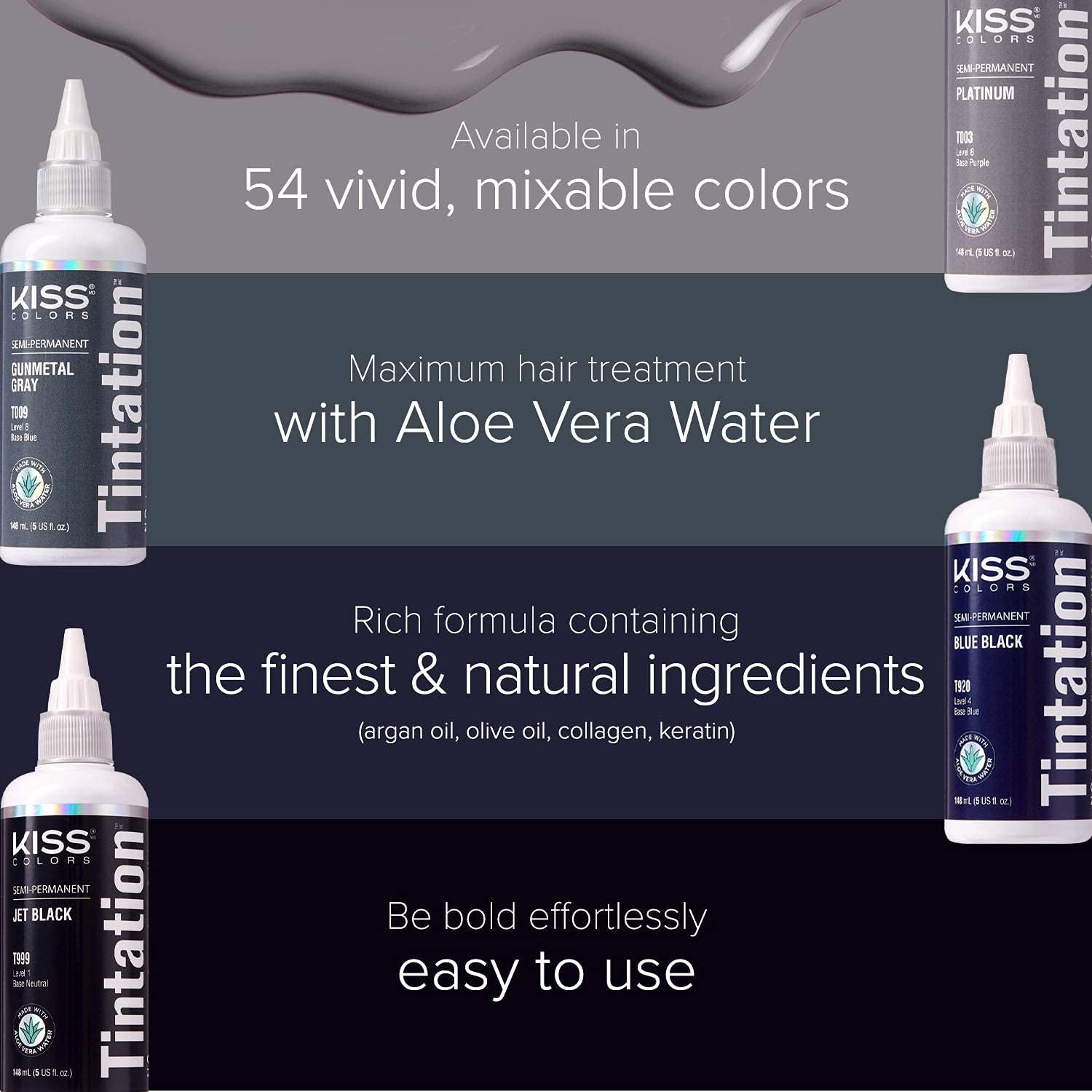 Kiss Tintation Semi-Permanent Hair Color Treatment Jet Black 148 Ml - African Violet image number 5