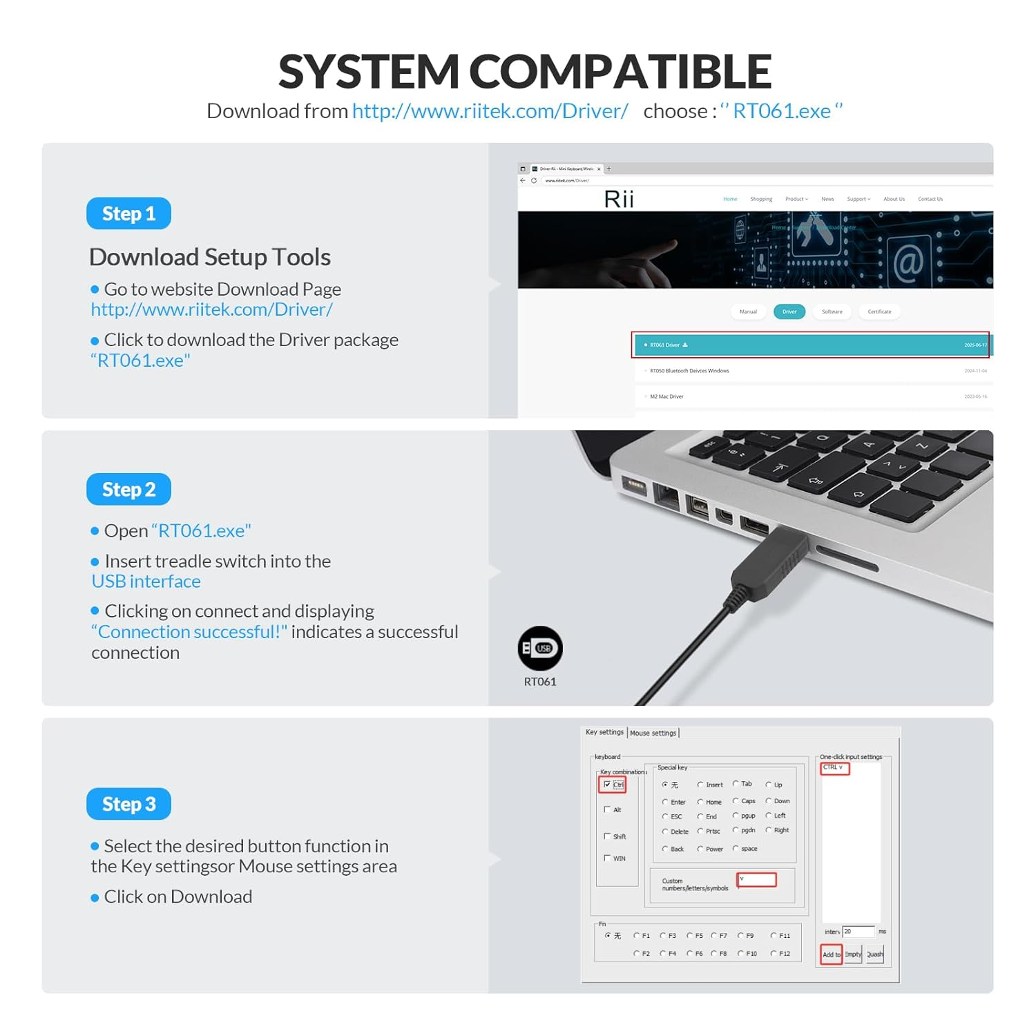 Rii USB Foot Switch Pedal Footswitch Game Control Action HID 6.2Ft for Keyboard Mouse PC Laptop image number 3