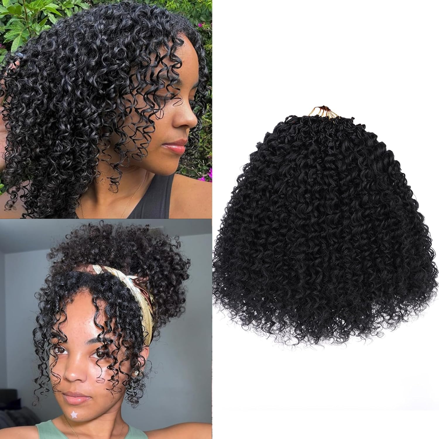 Beverlee Crochet Hair 12 Inch Curly Hair 8 Bundles Crochet Hair Micro Twist Yanky Twist Wavy Synthetic Hair Pre Rolled for Women image number 3