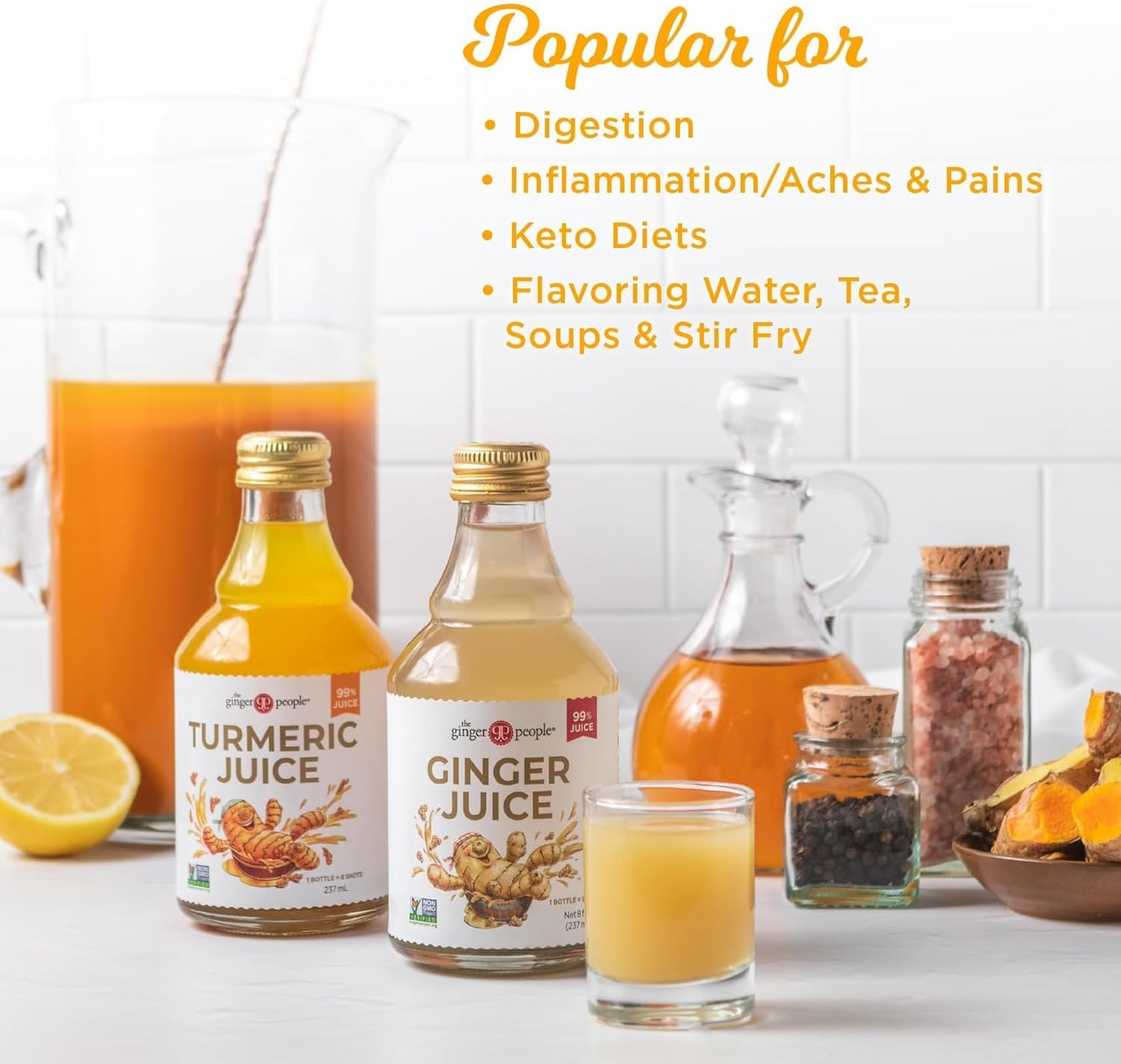 The Ginger People&reg; Ginger & Turmeric Juice Set | Digestion + Anti-Inflammatory | 237Ml (Pack of 2)