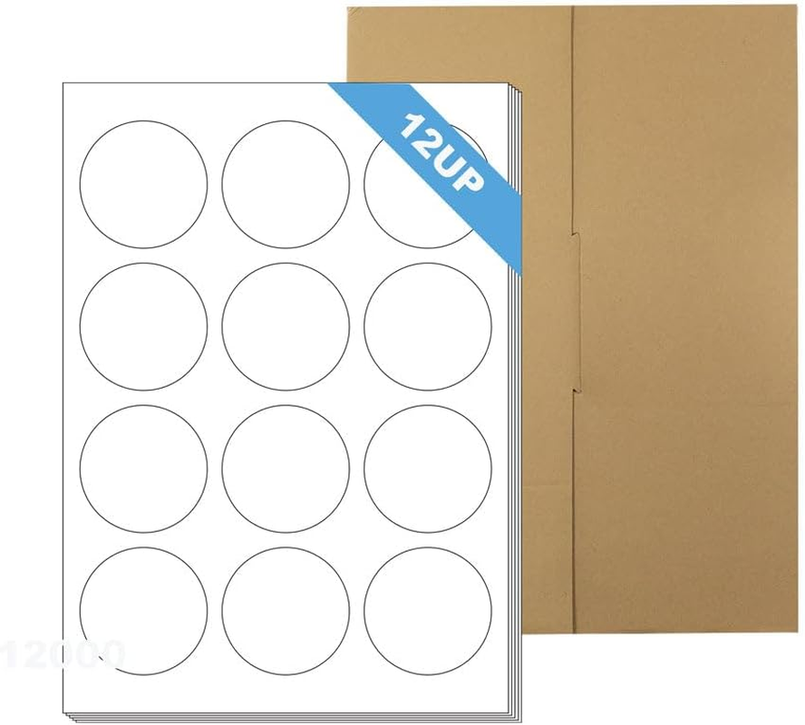 A4 Format round Labels Diameter 60Mm 12 Labels per Sheet-100 Sheets image number 1