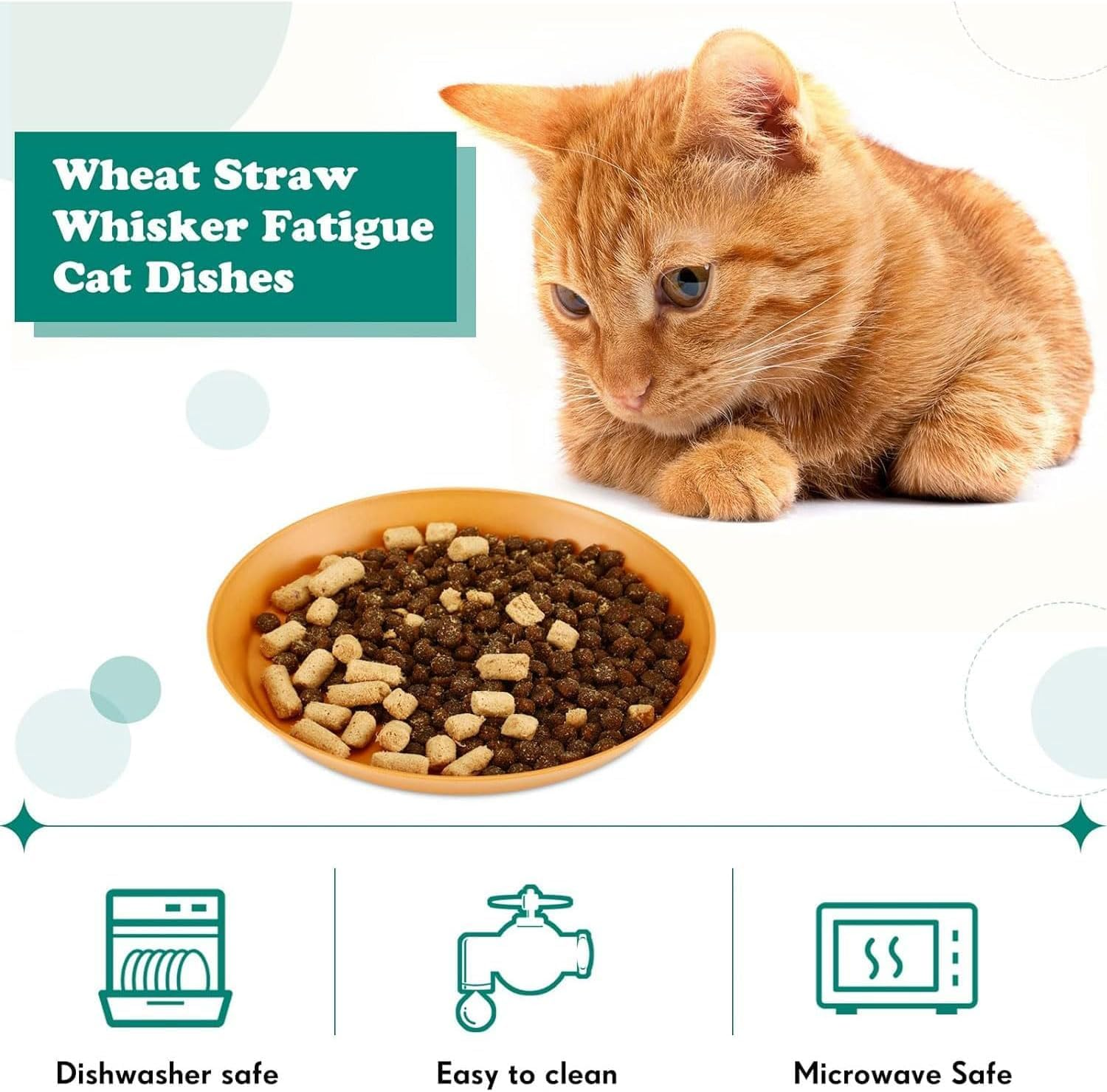 Pack of 10 Flat Cat Bowls, round Cat Plates, Colourful Cat Food Bowl Set, Cat Plate for Kittens and Short-Legged Cats image number 5