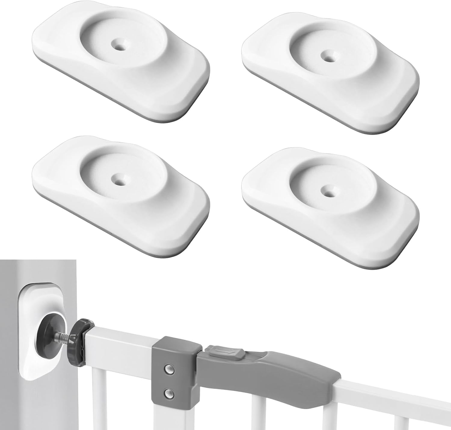 Baby Gate Protector, 4Pcs Retractable Baby Gate Protector, Dog Gate, Safety Gate Wall Protector, Child & Pet Proof Wall Saver for Pressure Mounted Gate, Doorways, Walls, Stairs, Baseboard image number 1