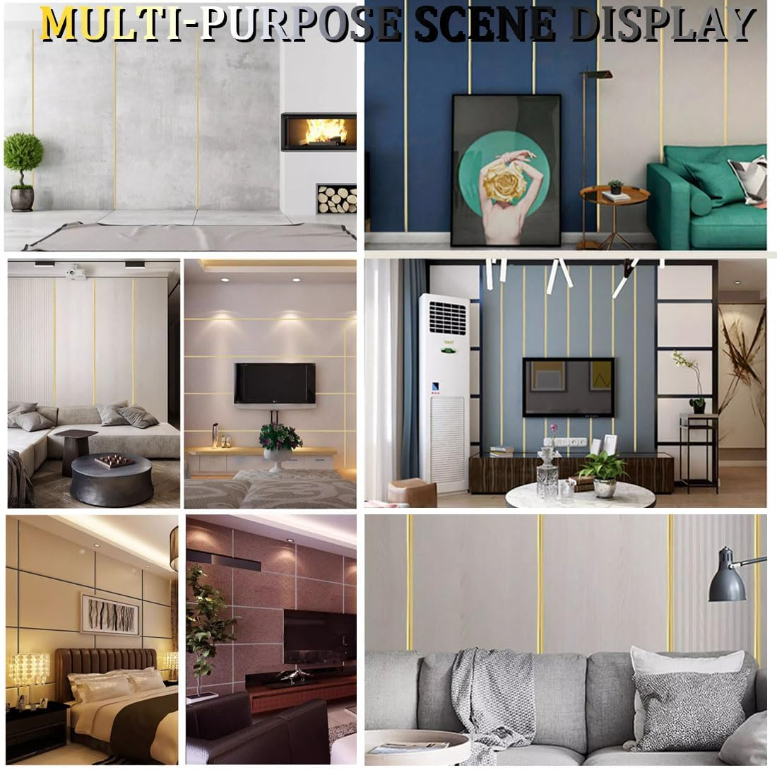 Rose Gold Self-Adhesive 3D Wall Edge Strip Peel & Stick Edge Seam Wall Sticker Decorative Tape Decorative for Ceiling/Corner/Mirror/Furniture/Wardrobe/Home & Car Decoration (0.8CM*5M/0.31IN*16.4FT)