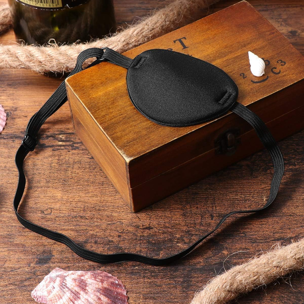 1 Pcs Eye Patches Pirate Mask Eyepatch for Lazy Eye Black Eye Patch for Glasses for Adults Kids Children Halloween Christmas Cosplay Pirate Theme Costume image number 2