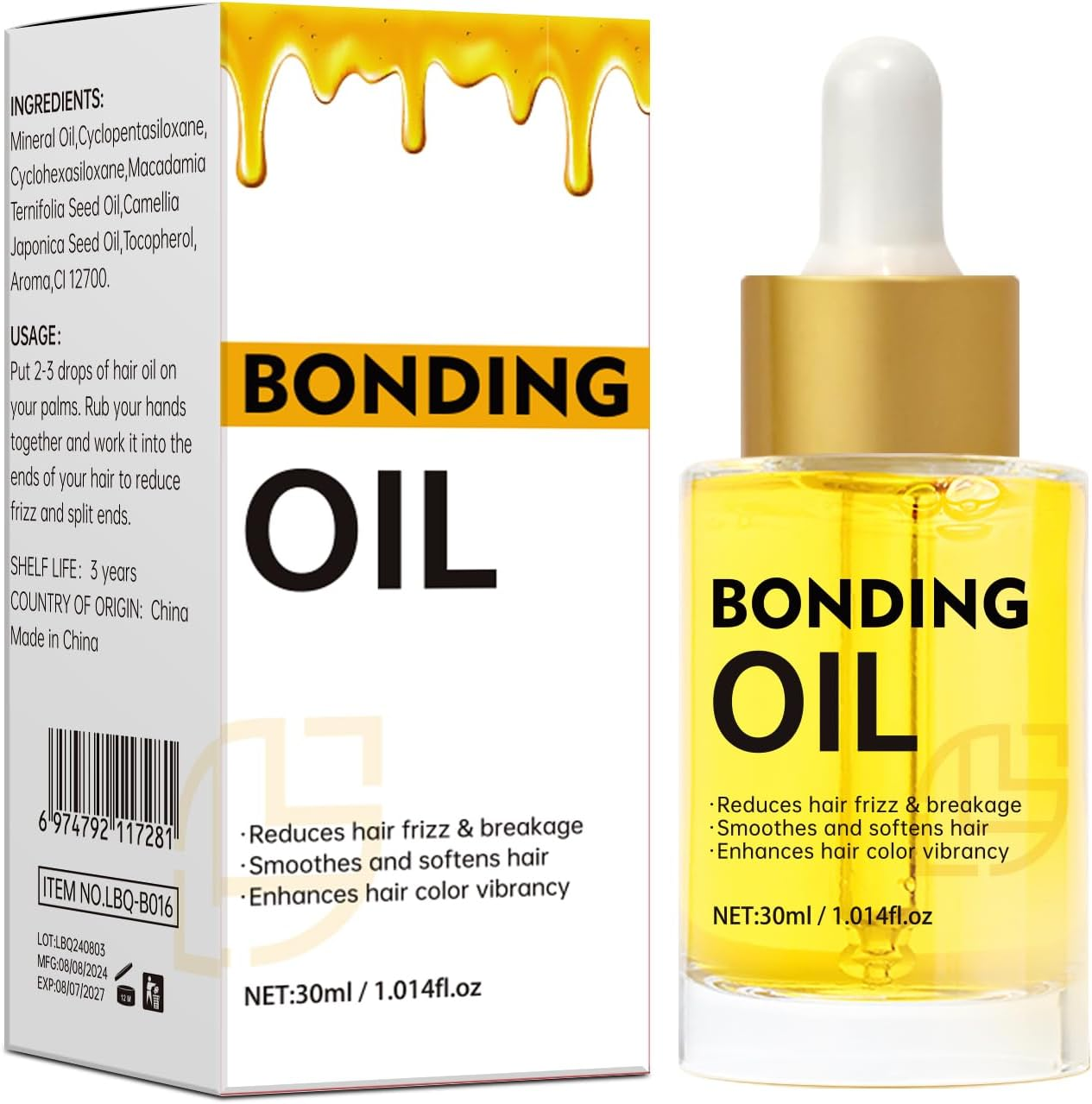 Hair Bonding Oil, 30Ml, Heat Protection and Anti-Frizz Treatment for Dry and Damaged Hair image number 3