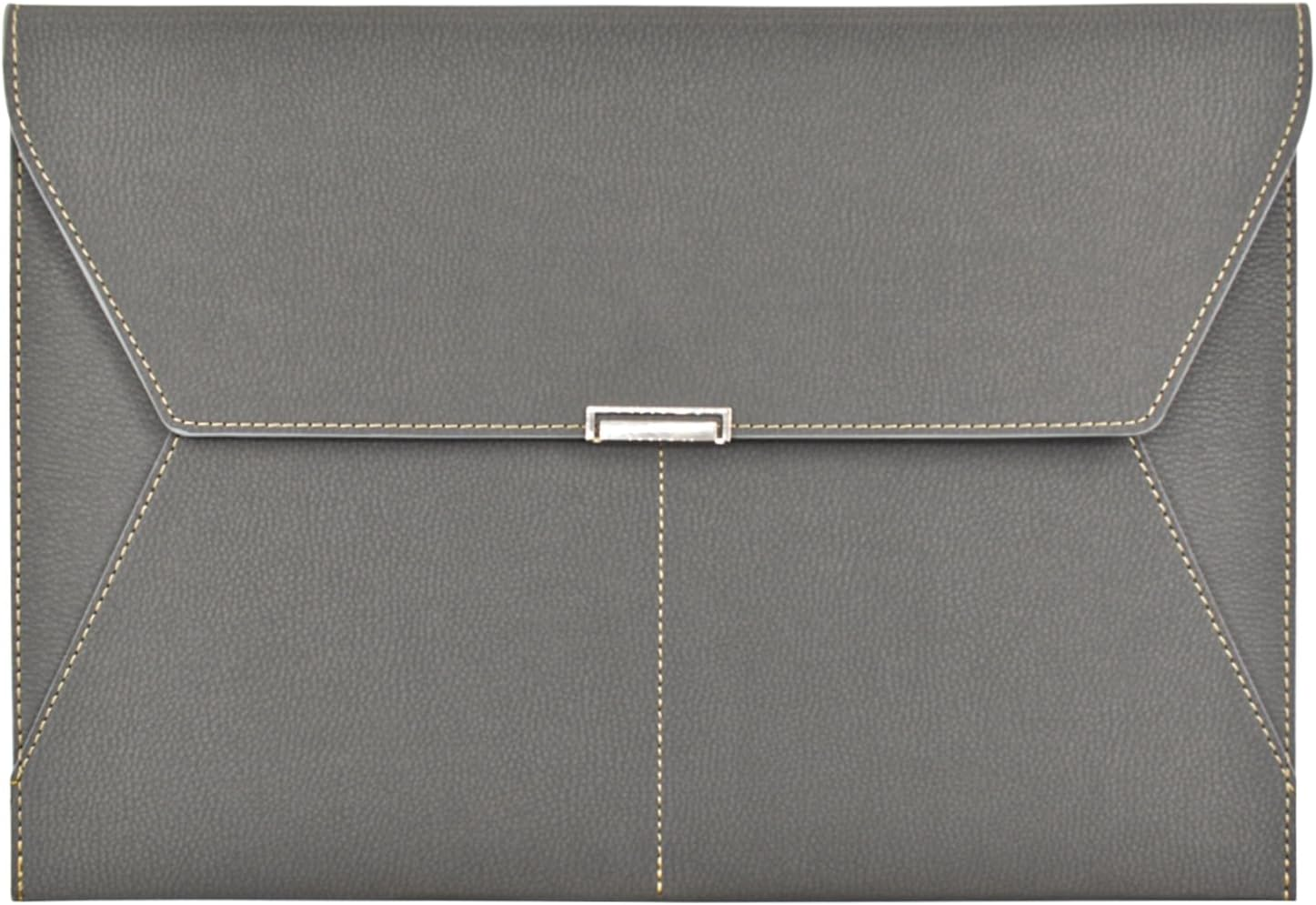 VANRA File Folder Document Holder Document Organizer Waterproof Portfolio Leather Folder Case with 3 Pockets, Filing Envelopes for A4 Letter Size Paper with Snap Magnetic Button Closure (Brown)