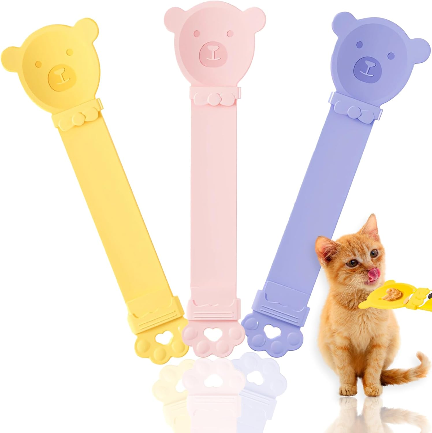 Pack of 3 Spoons for Cats Schleckies, Spoon for Cat Food, Squeezable Spoon Liquid Snack Cat, Treat Dispenser Spoon (Pink + Yellow + Purple) image number 4