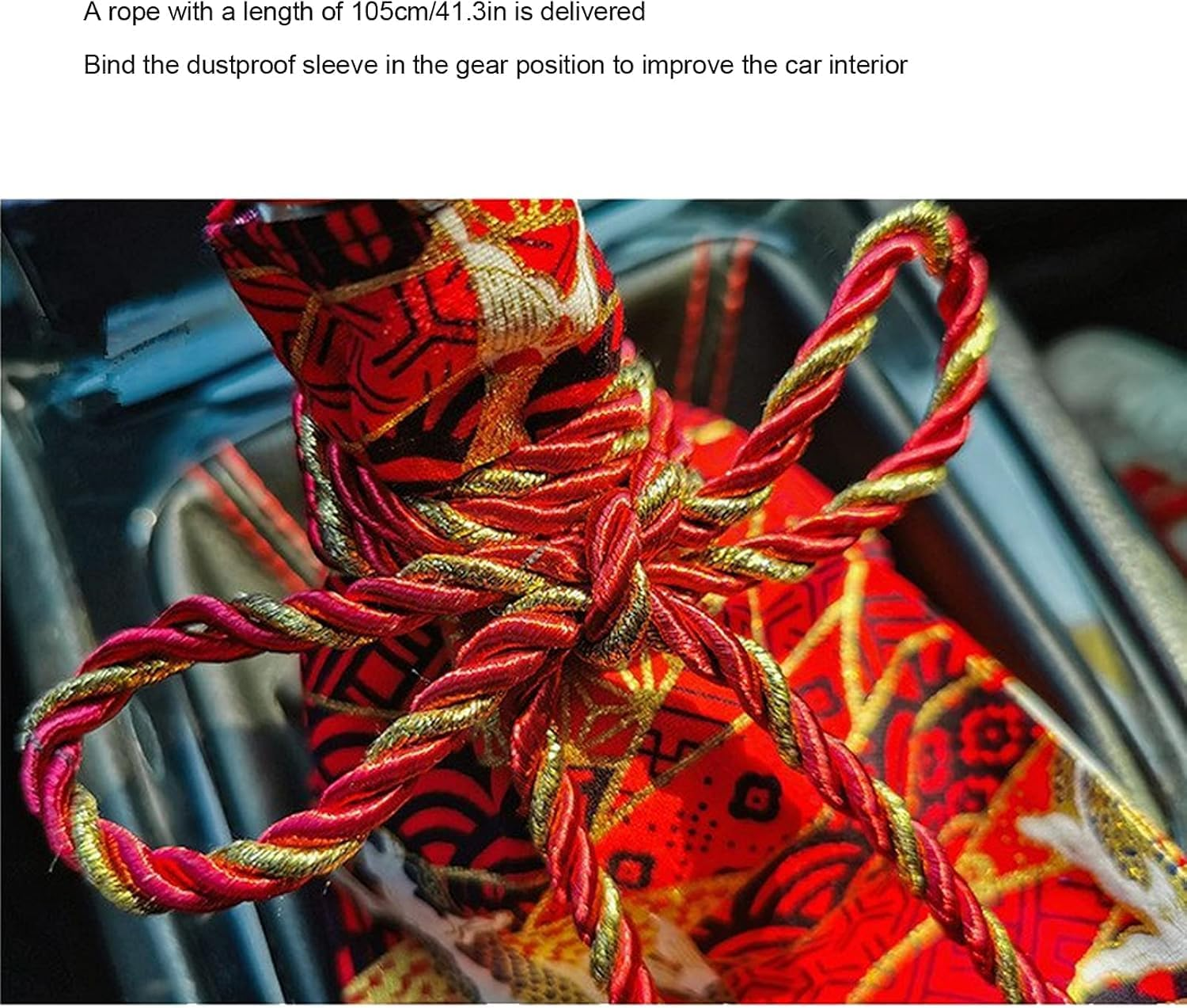 Shift Knob Dust Cover Ancient Antiquity Element Manual Gear Shift Knob Boot Dust Cover with Rope for Car Truck Shift (Rad, 21 * 17CM) image number 4