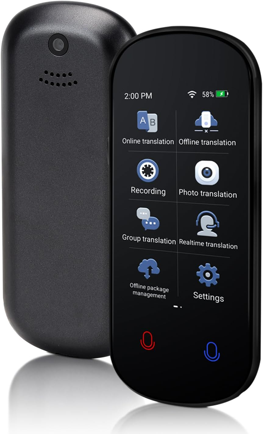 RAVIAD Language Translator Device, Two Way Real-Time Voice Translation, Support for 138 Languages, Instant Translation Offline&Recording&Photo with 3&rdquo; HD Inch, Touch Screen for Travel Business, Black