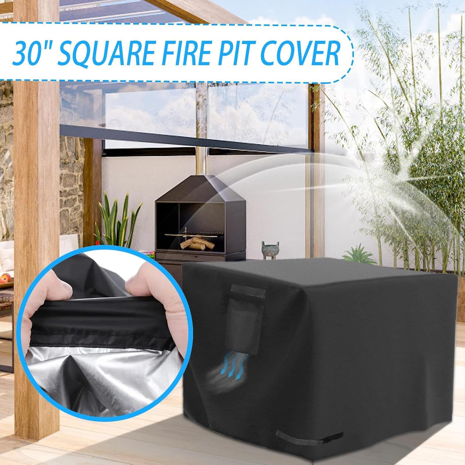 Fire Pit Covers - 30 Inch Waterproof Protector,Fire Pit Shield - for Patio Porch Indoor Outdoor Home Courtyard All Seasons image number 6