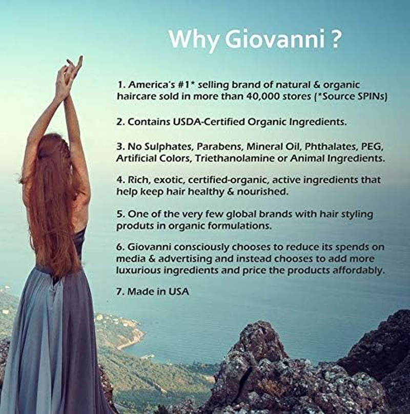 GIOVANNI 2Chic Ultra-Sleek Leave-In Conditioning & Styling Elixir - Phyto-Keratin & Argan Oil, Anti-Frizz Formula, Coconut, Shea Butter, Pro-Vitamin B5, Color Safe, Paraben Free 118Ml image number 6