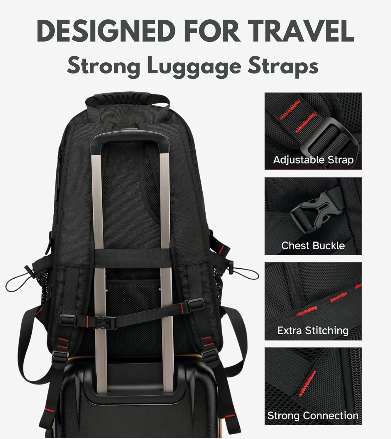 Travel Laptop Backpack, 80L Large Capacity, Suitable for 17 Inches, 15.6 Inches Laptops. Waterproof, Shoe Compartment, Laptop Compartment, USB Interface, and Anti-Theft Rear Pocket. (80L) image number 5