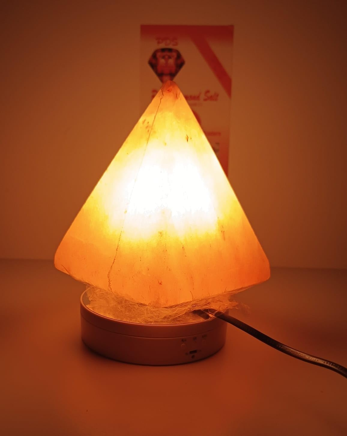 2-3 KG Premium Pyramid Salt Lamp 100% Authentic, Handcrafted from Beautifully Hand Craft Pyramid Shape Lamp Comes with Complete Electric Fitting image number 3