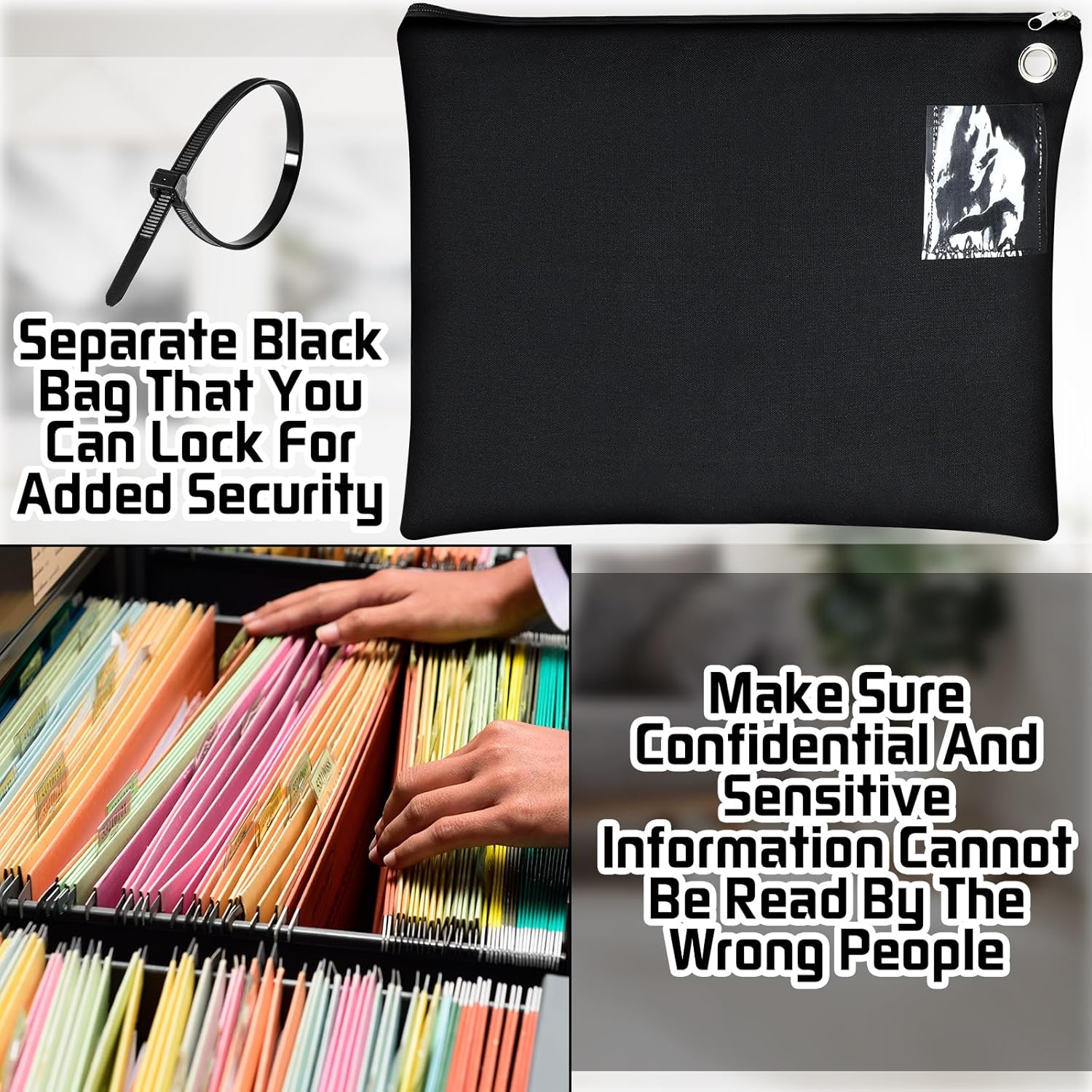 Humyoun 2 Pcs Interoffice Mailer Canvas Transit Sack Zipper Bag 18" X 14" Large Zipper Bag with Grommet Interoffice Mail Bag (Black) image number 1