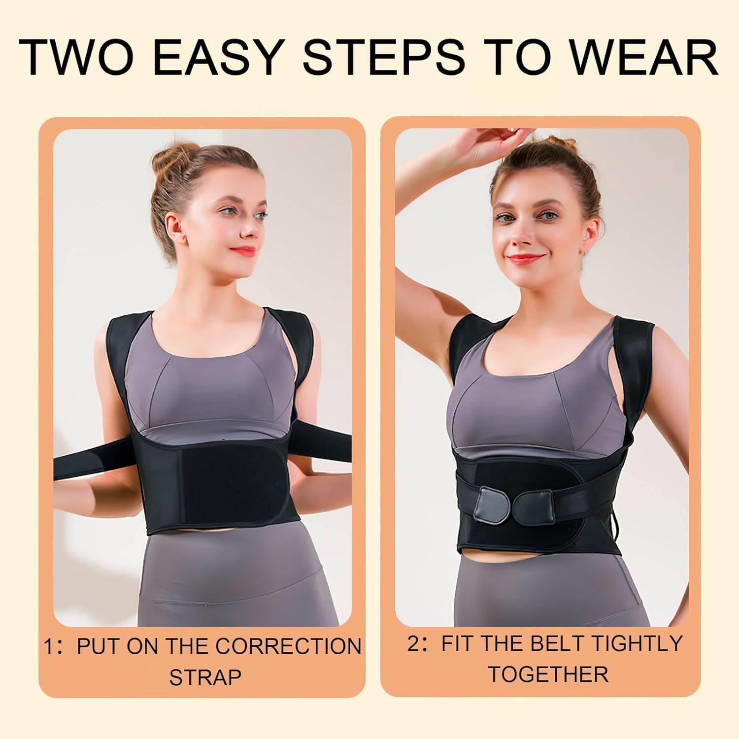 YSHIGUING Posture Corrector for Women Men, Stretchable Back Posture Corrector Belt for Relief Back Pain, Adjustable Shoulder Posture Corrector Upper Back Support for Office Home Gym (L)