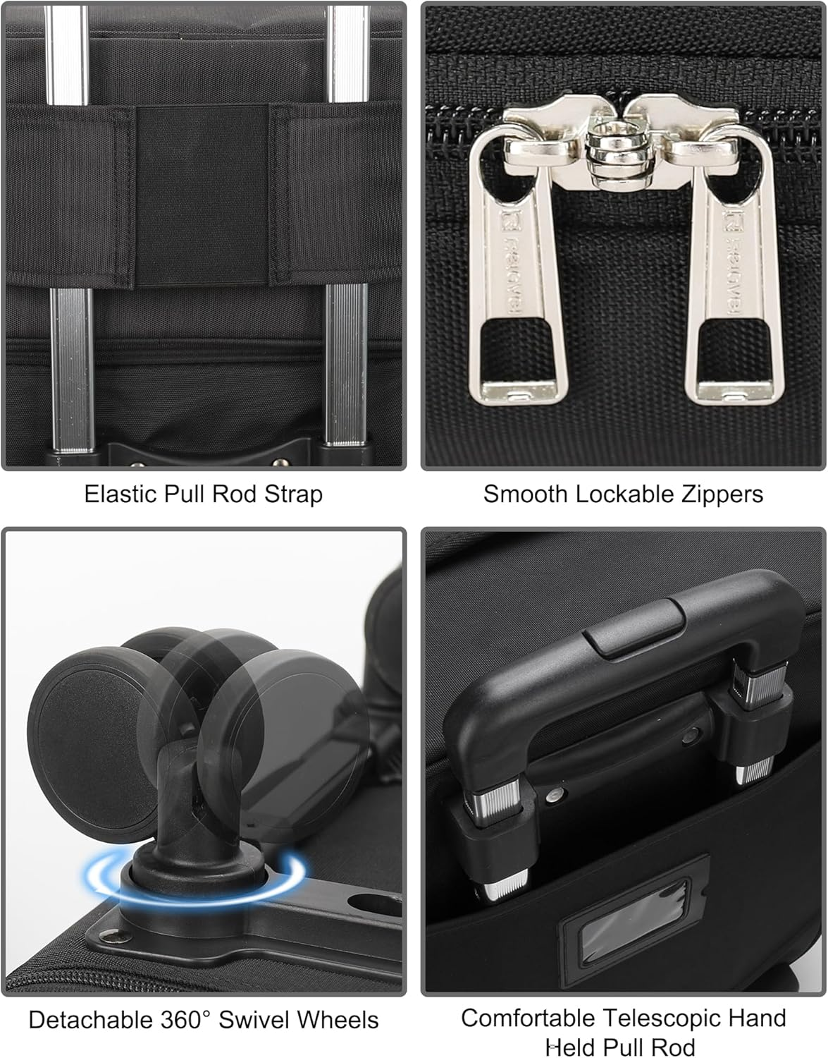 Rolling Makeup Case Professional Makeup Train Case Makeup Artist Travel Organizer 4 in 1 with Detachable Cosmetic Case and Dual Makeup Brush Case and Wheels (Black, 4-Pack) image number 1