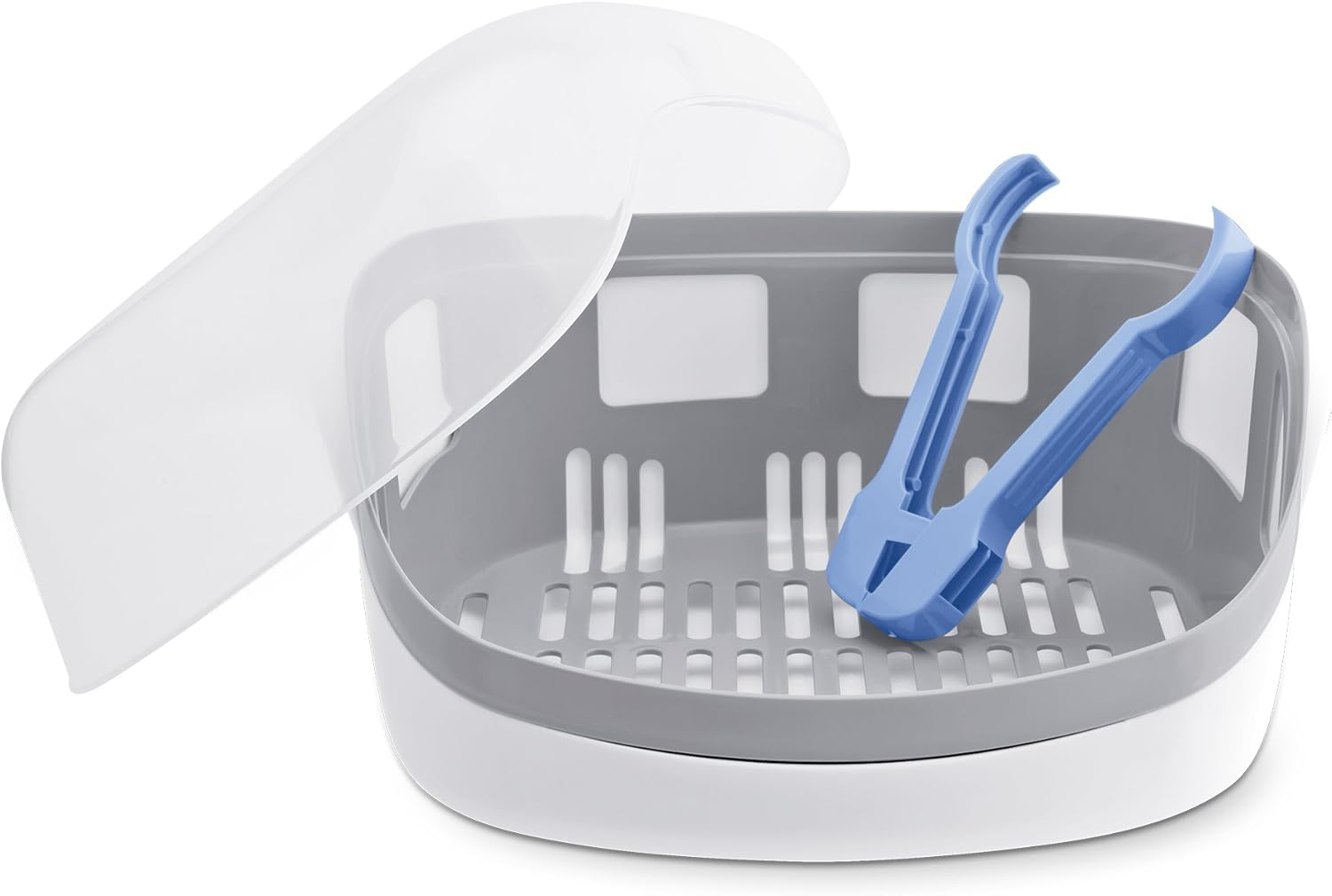 Microwave Steam Sterilizer - Eliminates 99.9% of Harmful Bacteria Quickly and Naturally with the Power of Steam, White/Grey image number 1