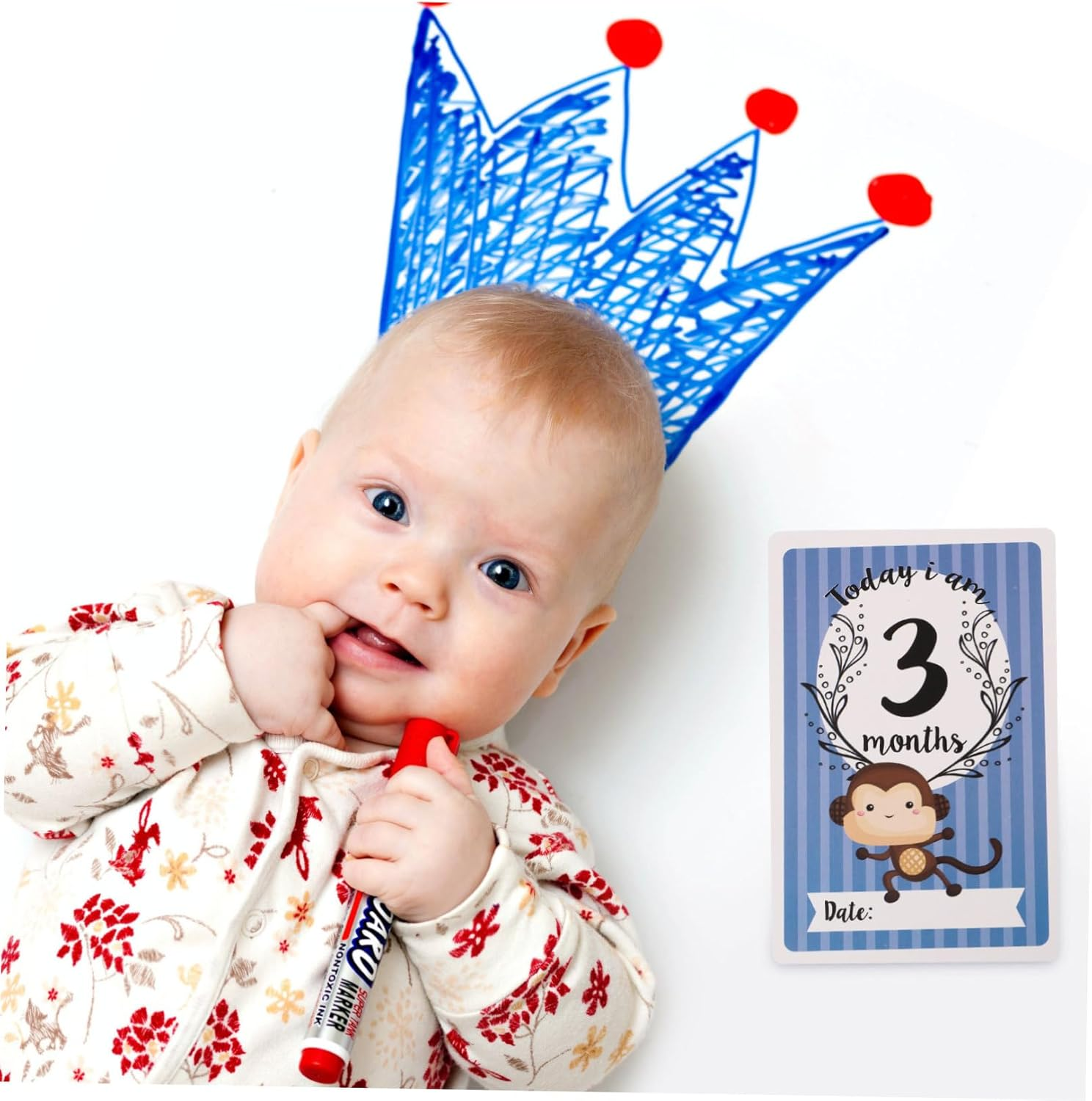 YARNOW 12PCS Monthly Milestone Cards Growth Recording Photo Props for Newborns Dual Sided Easy to Read Design for Capturing Development Moments image number 1