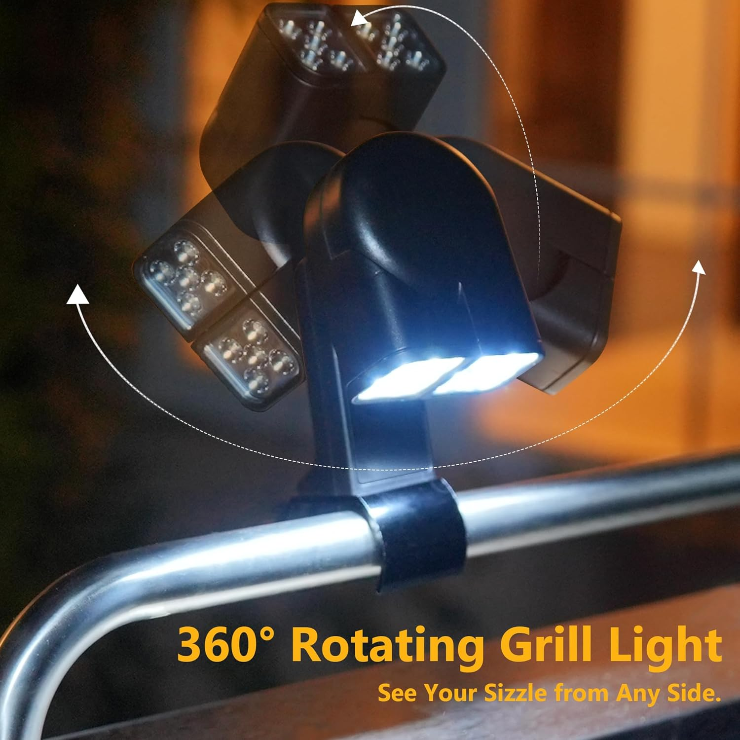 Lfcfordx Grill Light BBQ Grilling Accessory - Bright Dual Lamp Head Smoker BBQ Light for Grill Handle, Outdoor Cooking Barbecue Lighting, Gifts for Men