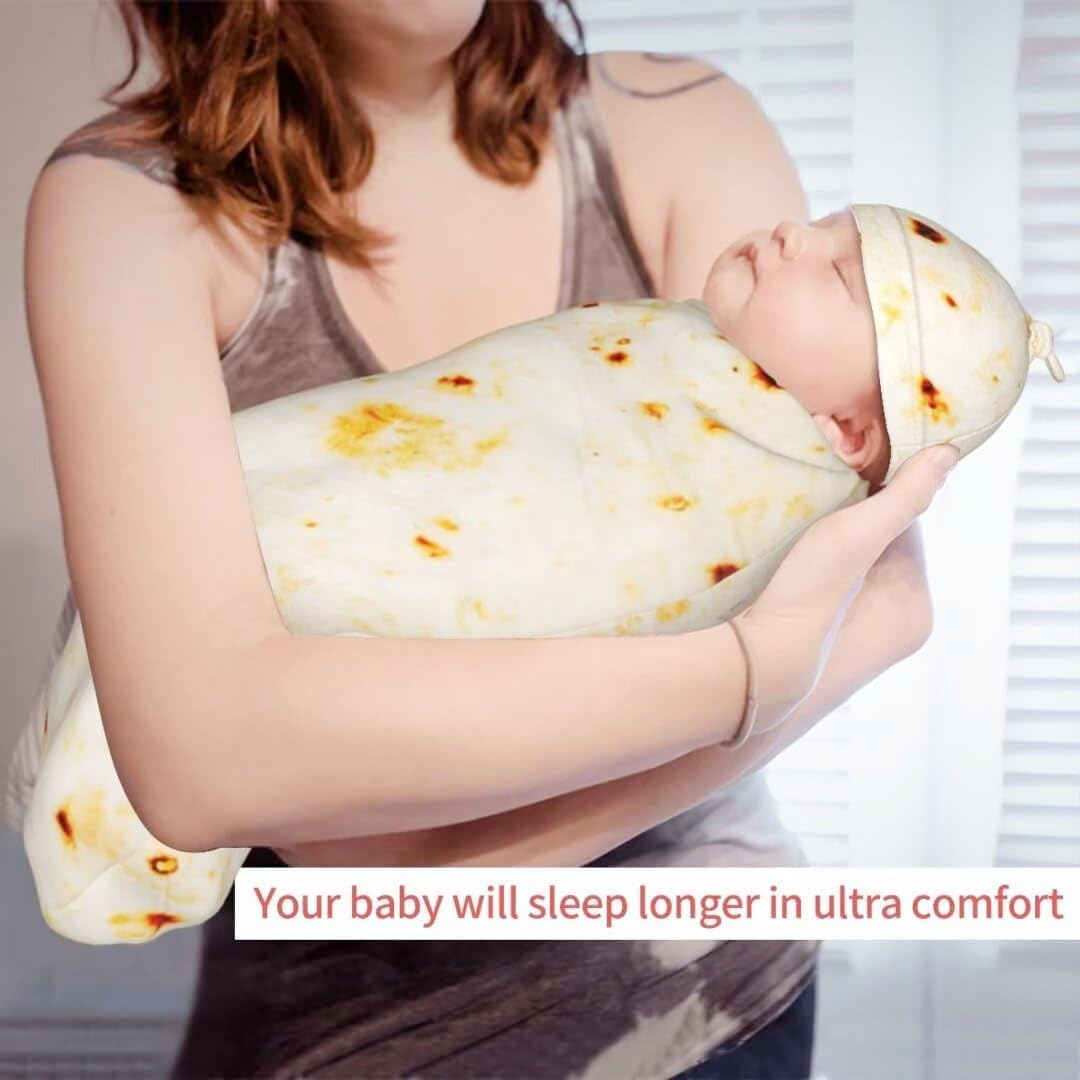 Nicoone Baby Swaddle Blanket,Tortilla Swaddle Blanket with Hat,Soft Flannel Baby Burritos Wrap Blanket,Baby Wrap for Baby Boys and Girls image number 1