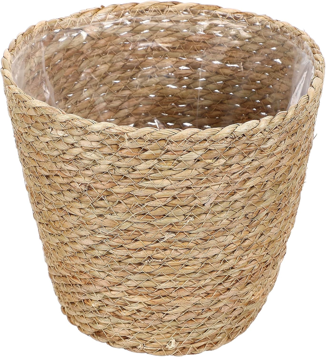 UKCOCO Woven Plant Basket with Liner : Straw Planter Basket Flower Pot for Indoor Outdoor, 9.82X7.47X7.47In