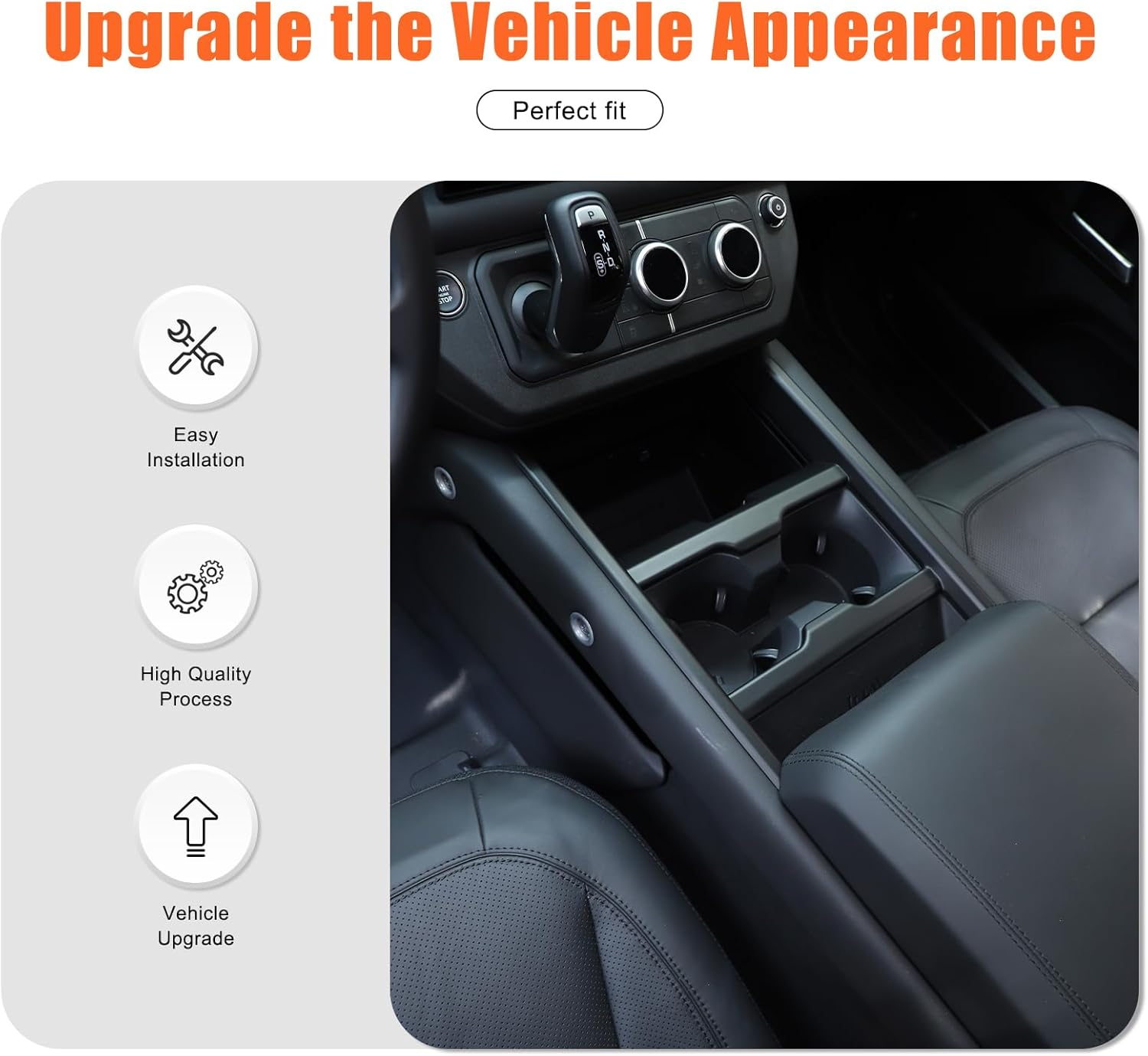 PIUGILH Center Consoles Cup Holder Panel Cover Trim Interior Decoration Mouldings Accessories Compatible with Land Rover Defender 90 110 130 2025 2026 (Matte Black) - Oak Grain image number 7