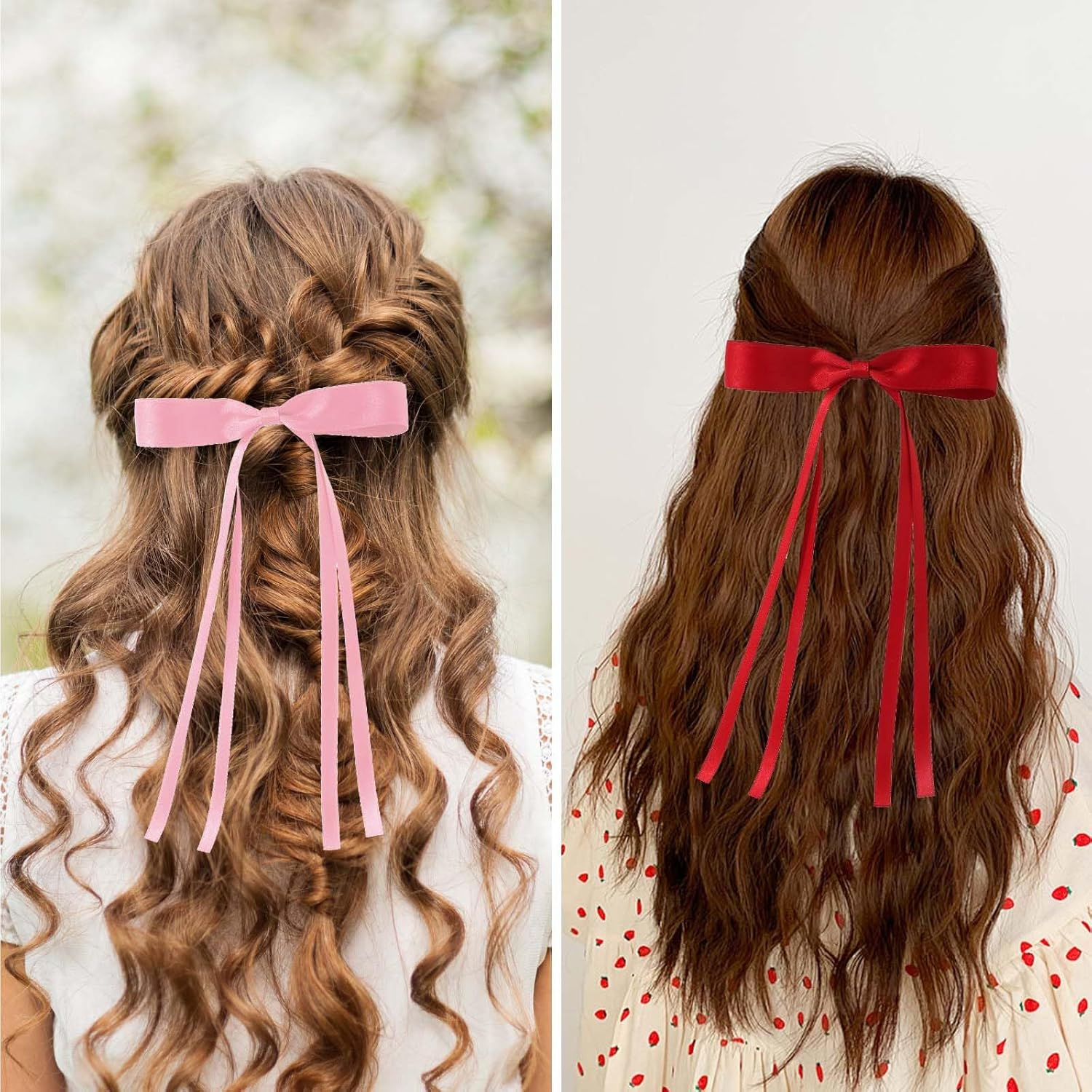 Hair Clips with Tassels Ribbon 4 Pcs Hair Bow Hair Clips Bows Clips for Girls Satin Hair Bows Girls Hair Tie Bow Hair Barrettes for Women Girls Hair Decorative Accessories Hairstyle image number 2