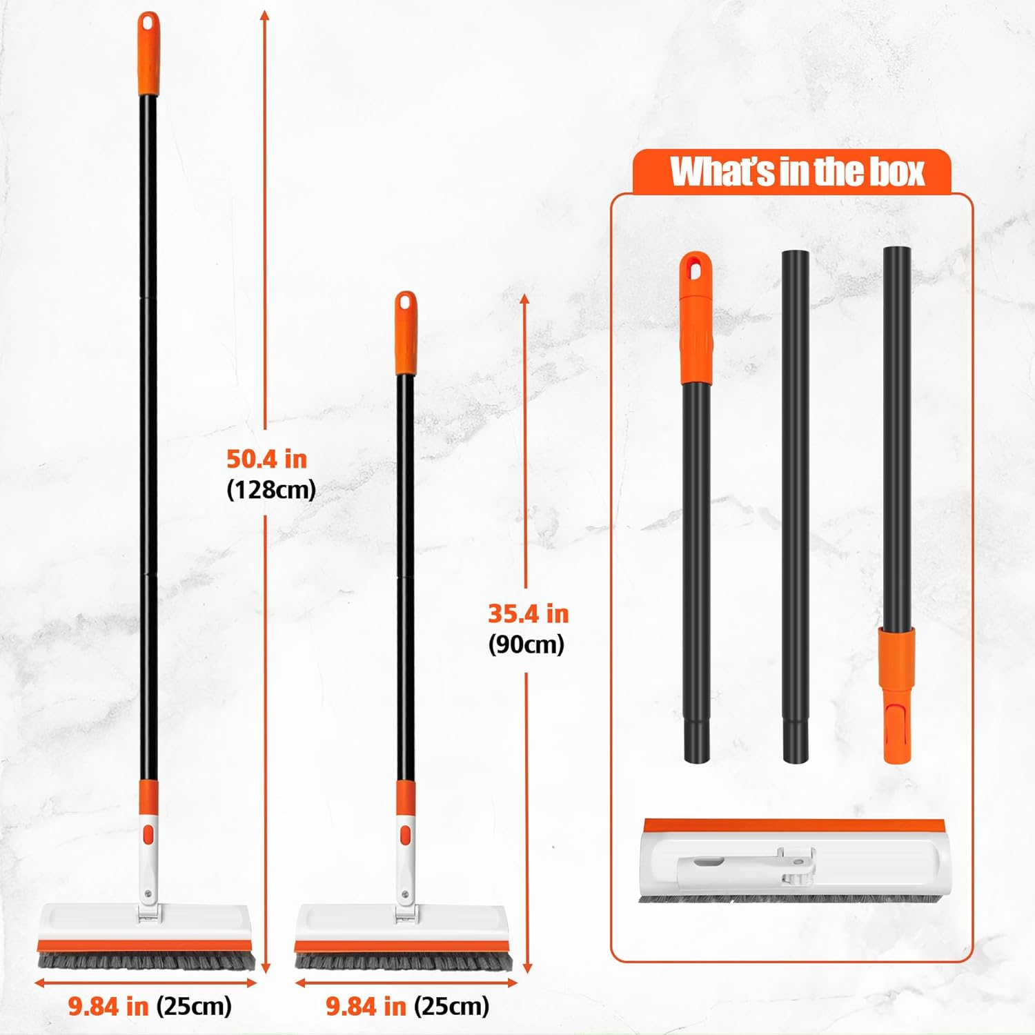 NEWE Floor Scrub Brush with Long Handle, 2 in 1 Stiff Bristles Scrubber Mop with Squeegee for Cleaning Deck Tile Tub Garage Patio Wall Sink Bathroom Kitchen image number 5