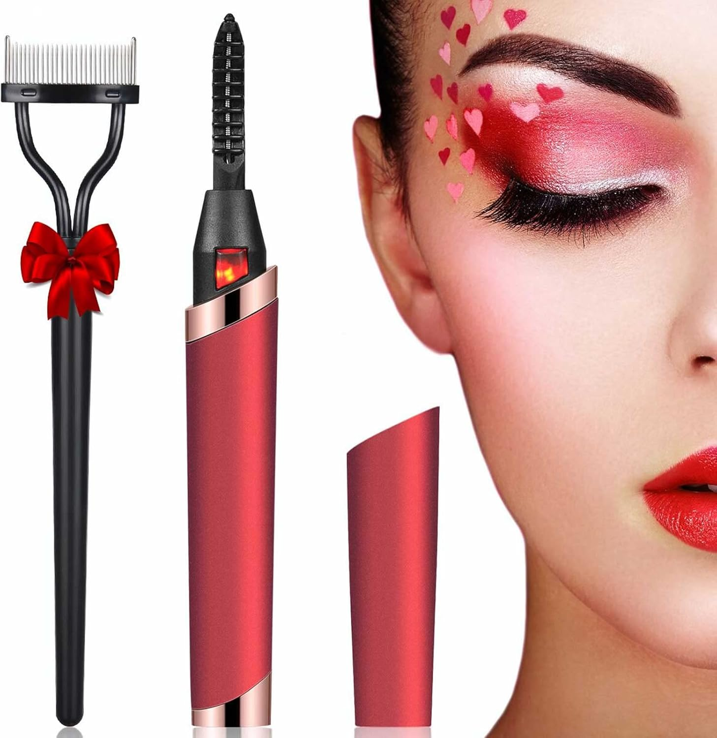 Heated Eyelash Curler, Rechargeable Electric Eyelash Curlers, Portable Lash Curler with Eyelash Comb for Eye Lash Quick Natural Curling and Long Lasting -3 Temperature Gear (2020 NEW Version)