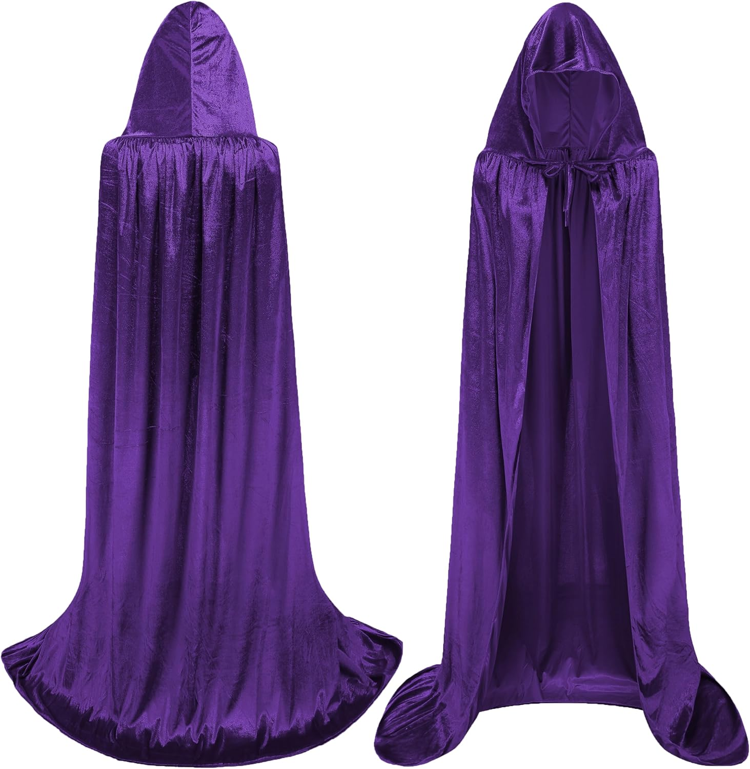 Unisex Hooded Cloak Long Velvet Cape for Halloween Christmas Cosplay Costume image number 4