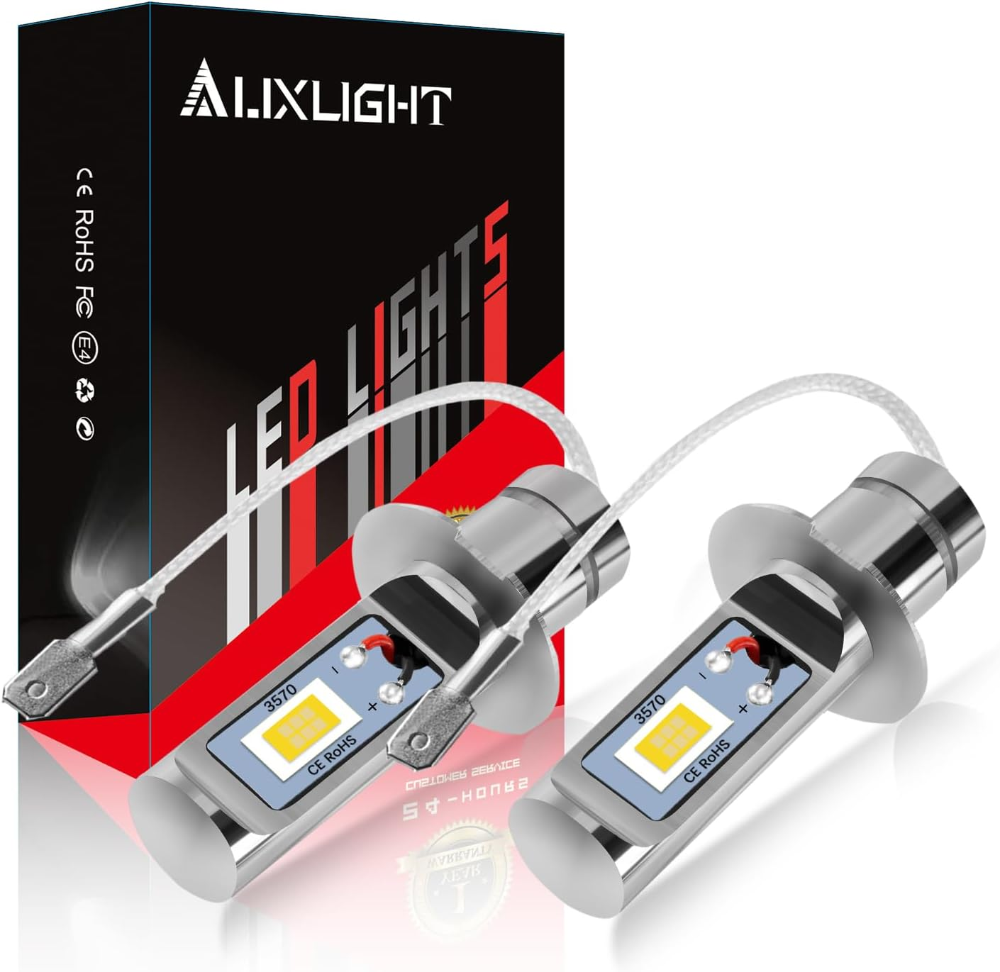 AUXLIGHT H1 LED Fog Light DRL Bulbs, 3000 Lumens Extremely Bright Bulbs Replacement for Cars, Trucks, 6000K Xenon White