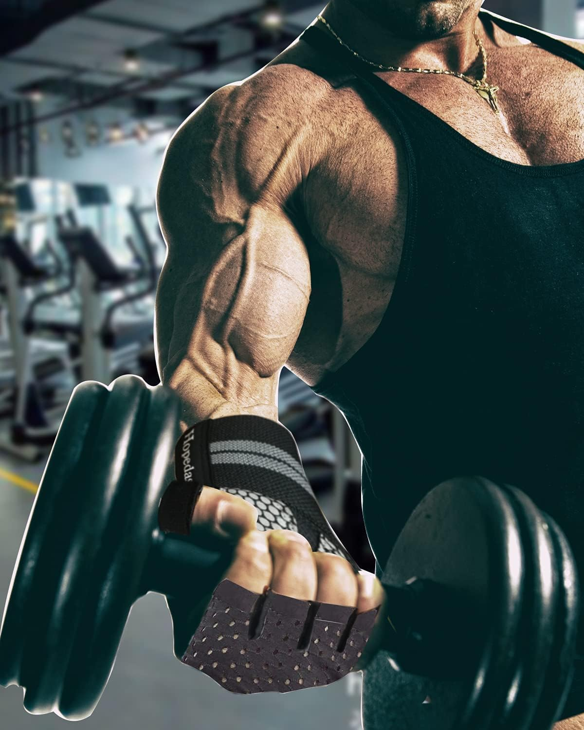 Hopedas Weight Lifting Gym Workout Gloves with Wrist Wrap Support for Men & Women,Breathable Exercise Gloves for Weightlifting, Training, Fitness Sport, Pull Ups image number 2