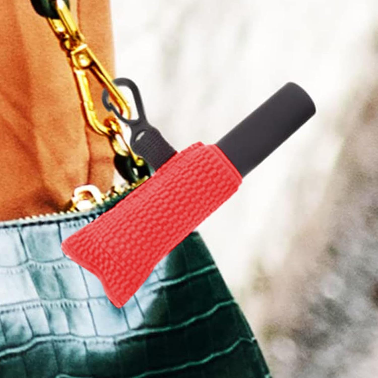 Lipstick Holder Keychain | Lip Glaze Pouch Keyring for Women,Lipstick Holder Keyring Lip Balm Holder Keyring for Home, Traveling or Outdoors - Red image number 6