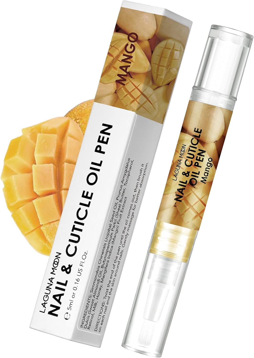 Lagunamoon Cuticle Oil Pen for Nail Care, 5Ml Nail Oil Pen with Natural Ingredients to Moisturize and Nourish Dry Nails and Cuticles, Cuticle Oil to Prevent Nail Cracking and Hangnails, Mango image number 4