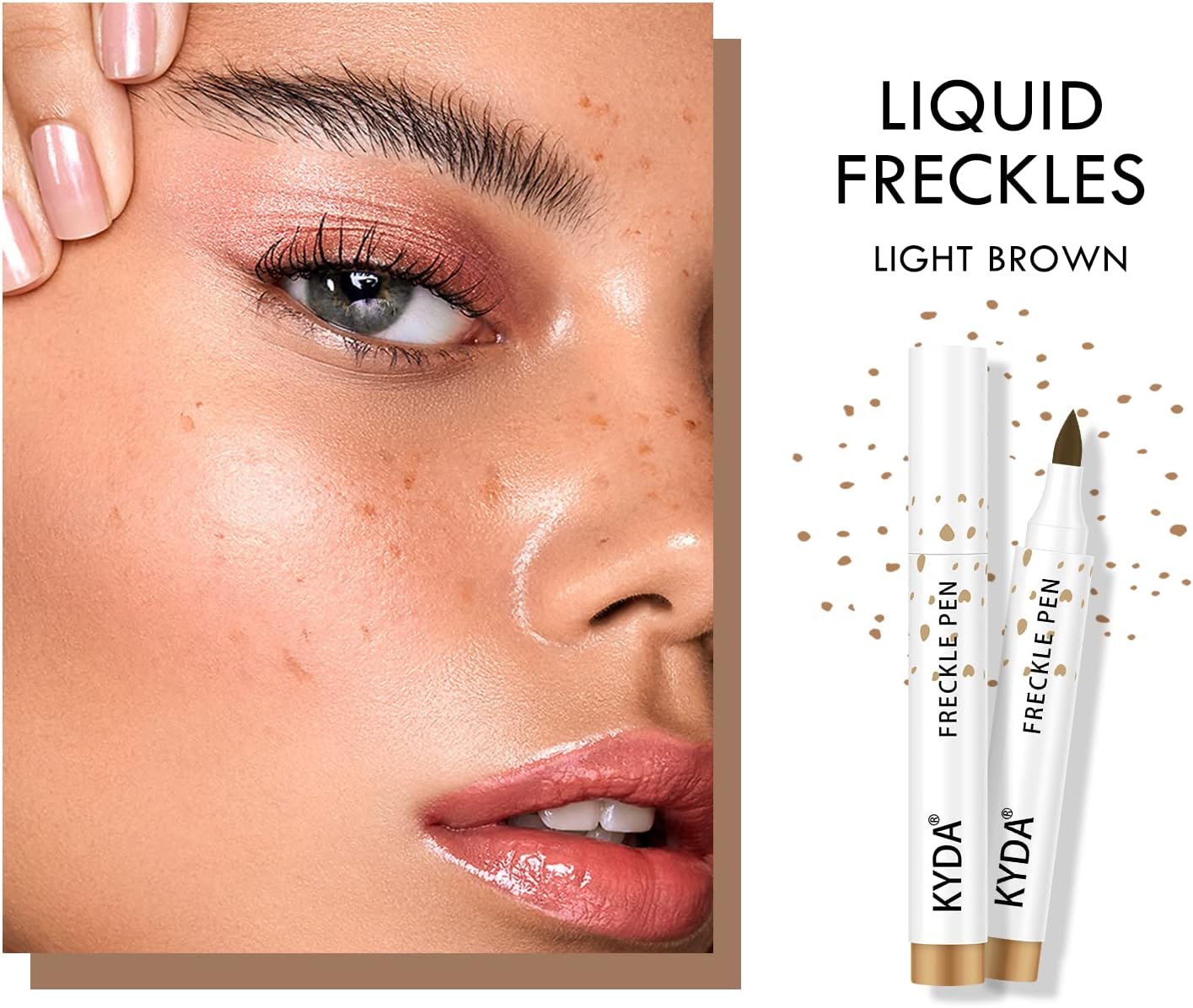 KYDA 2 Pcs Freckle Makeup Pen, Natural Lifelike Freckle Makeup Pen Magic Freckle Color, Waterproof Longlasting Soft Dot Sopt Pen, for Natural Effortless Sunkissed Makeup-Dark Brown