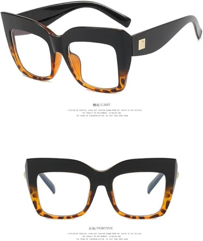Vintage Oversized Thick Cat Eye Glasses for Women with Non- Clear Lens image number 6