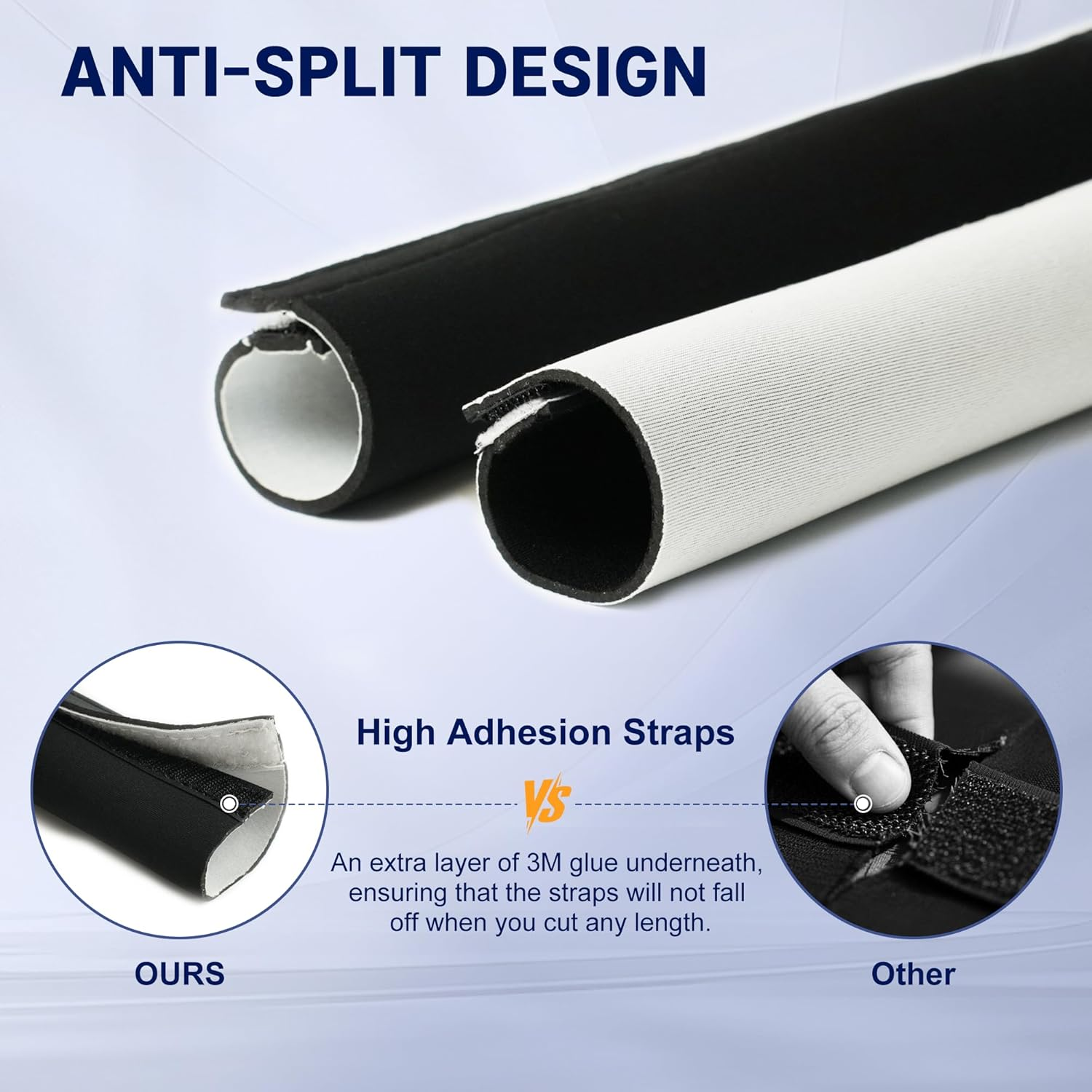 Cable Management Sleeves (12 Pack Straps Included) Neoprene Cord Organizer for TV USB PC Computer Network Wires (120 Inches) DIY by Yourself, Adjustable Black and White Reversible Wire Hider image number 3