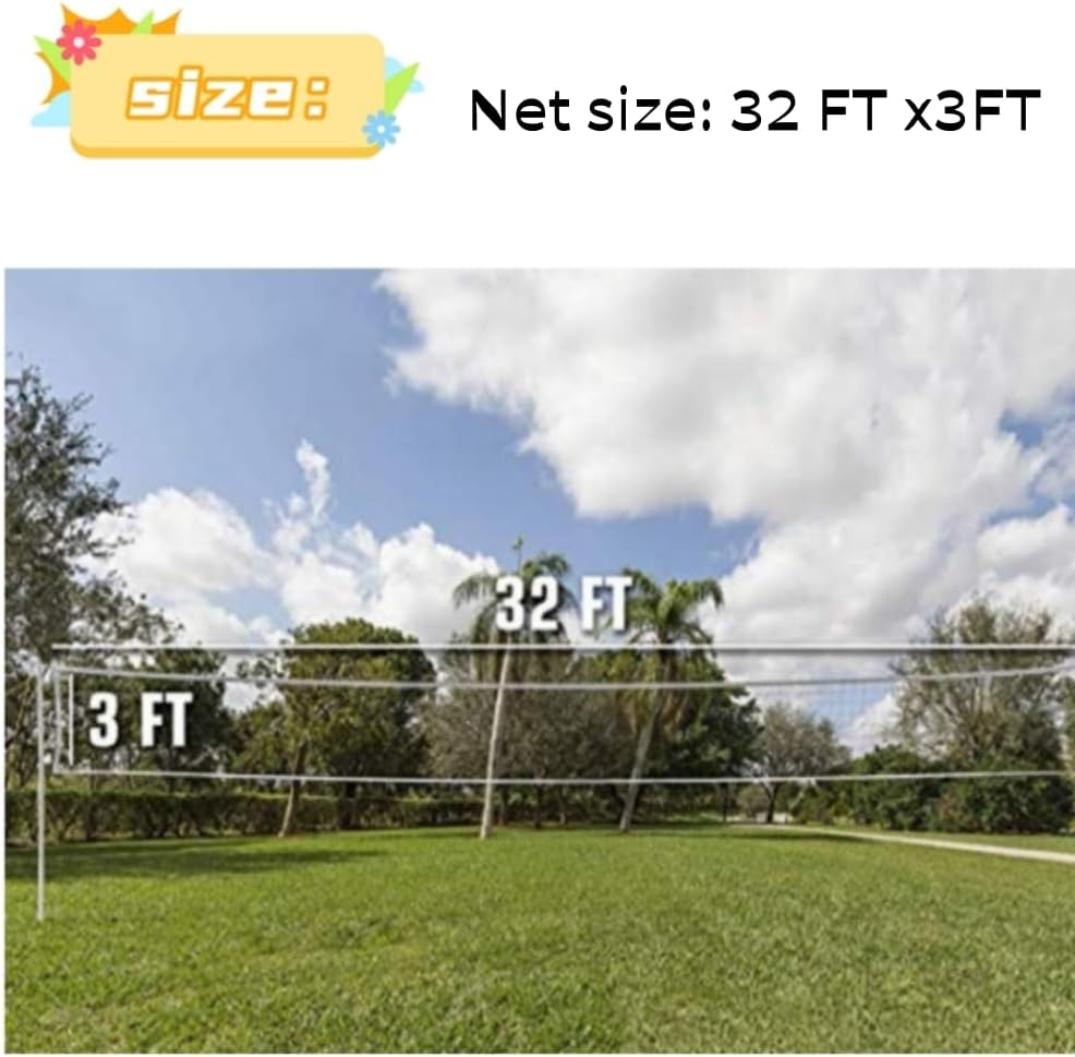 DACUAN Tournament Volleyball Net 9.5M X 1M Outdoor with Tear-Resistant Border Aircraft Steel Cable,Portable Volleyball Net for Outdoor Backyard Court Yard. image number 4