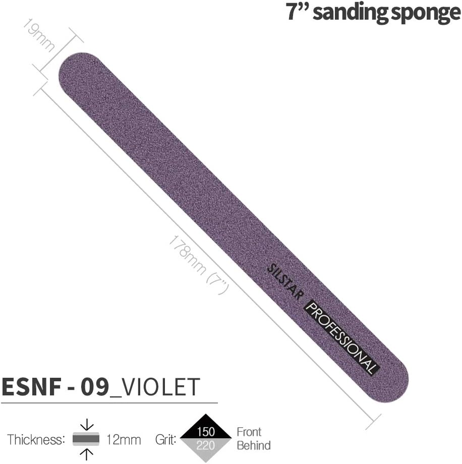 SILSTAR PROFESSIONAL 7" SANDING SPONGE VIOLET STRAIGHT 150/220 MADE in KOREA image number 4